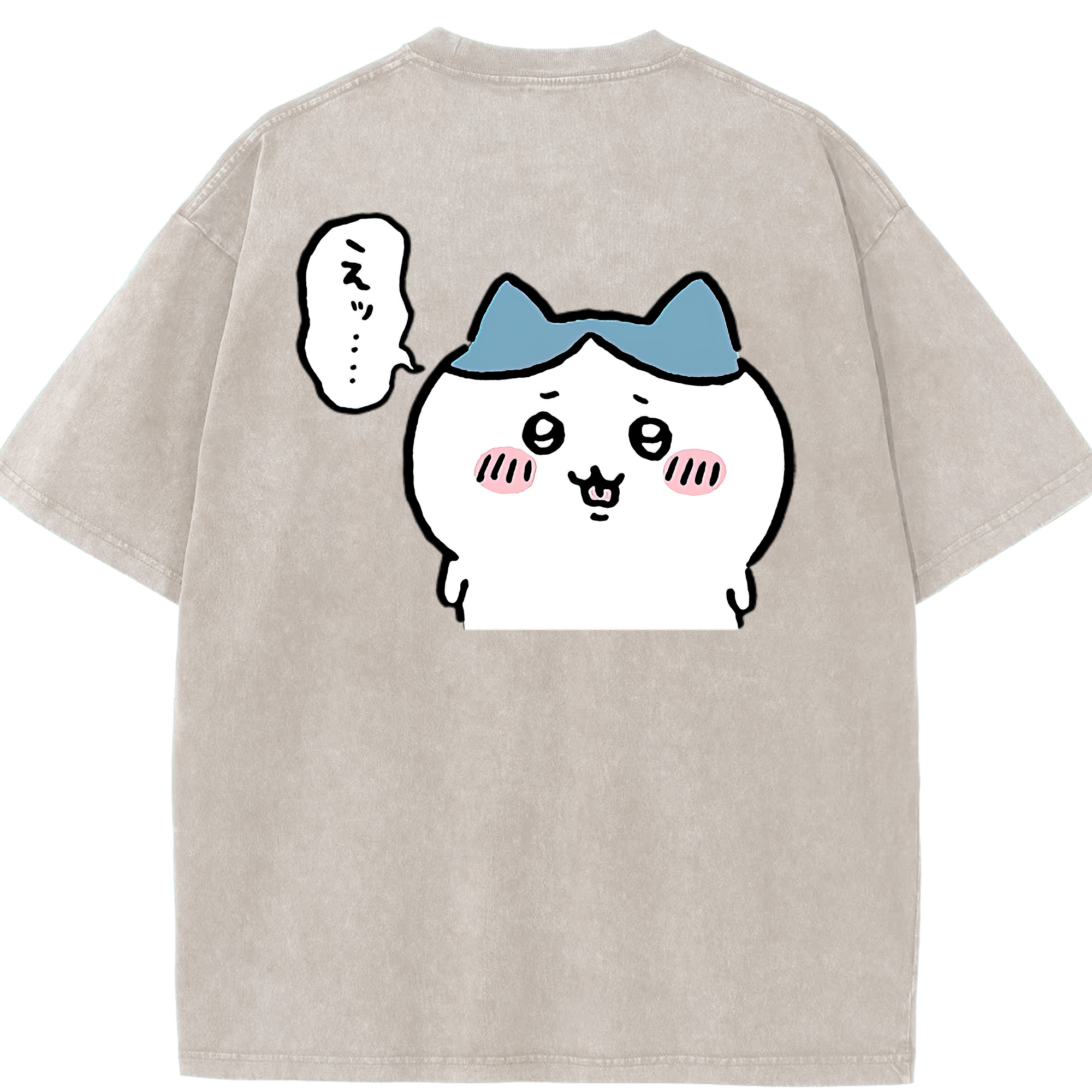 （画像用） ちいかわ ハチワレ Chii-kawa hachiware 綿100% ヴィンテージ風 半袖Tシャツ（背面プリント）