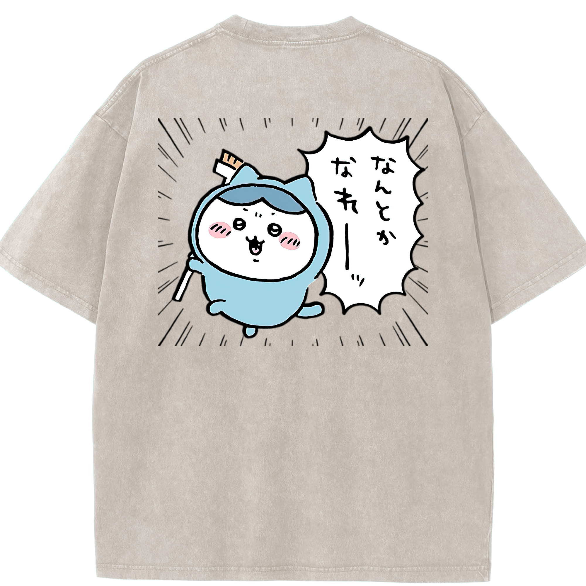 （画像用） ちいかわ ハチワレ Chii-kawa hachiware 綿100% ヴィンテージ風 半袖Tシャツ（背面プリント）