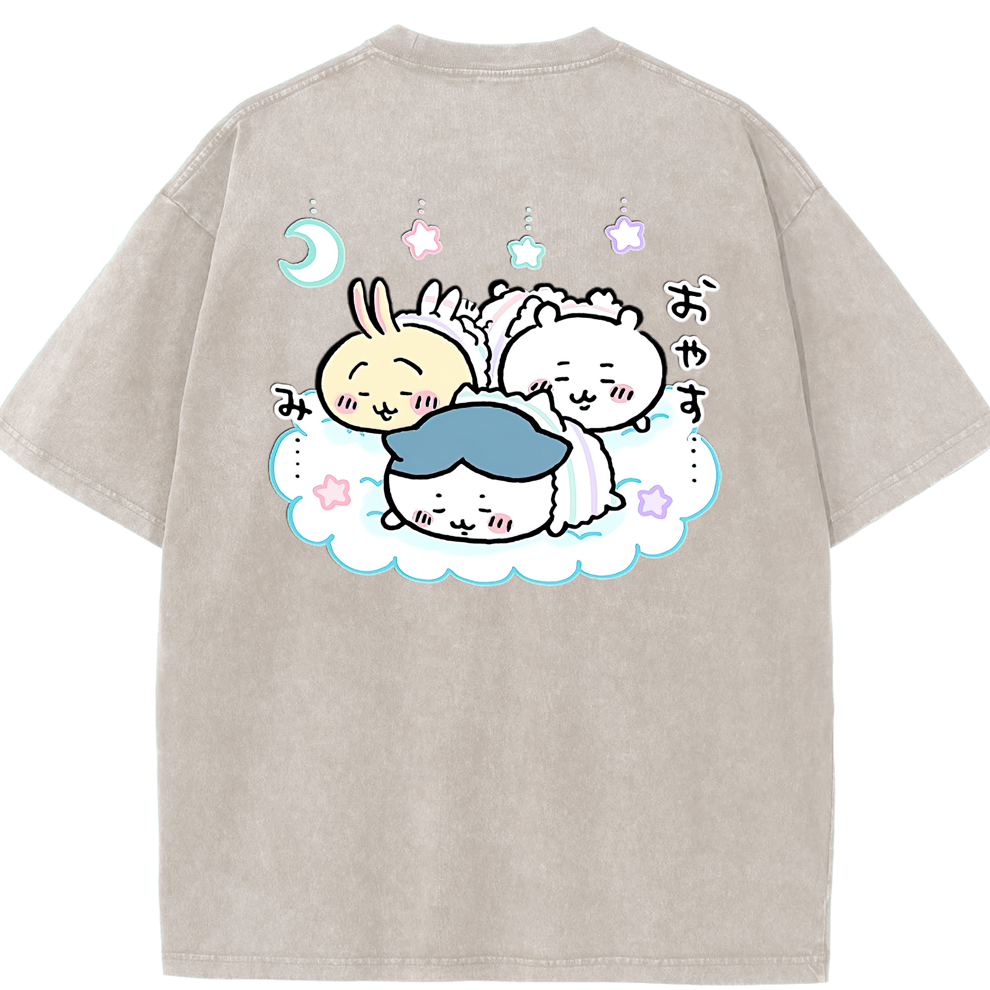 （画像用） ちいかわ ハチワレ Chii-kawa hachiware 綿100% ヴィンテージ風 半袖Tシャツ（背面プリント）