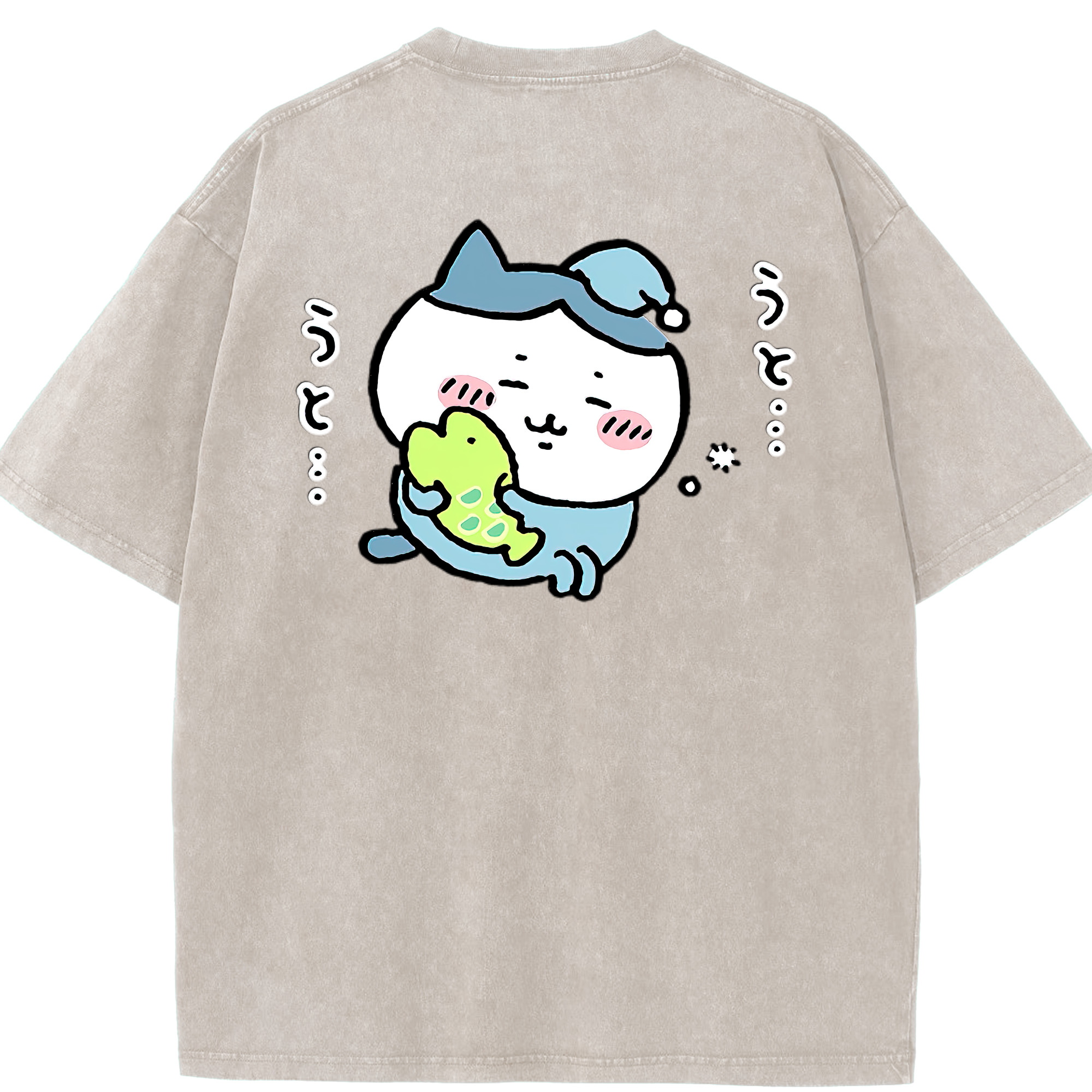 （画像用） ちいかわ ハチワレ Chii-kawa hachiware 綿100% ヴィンテージ風 半袖Tシャツ（背面プリント）
