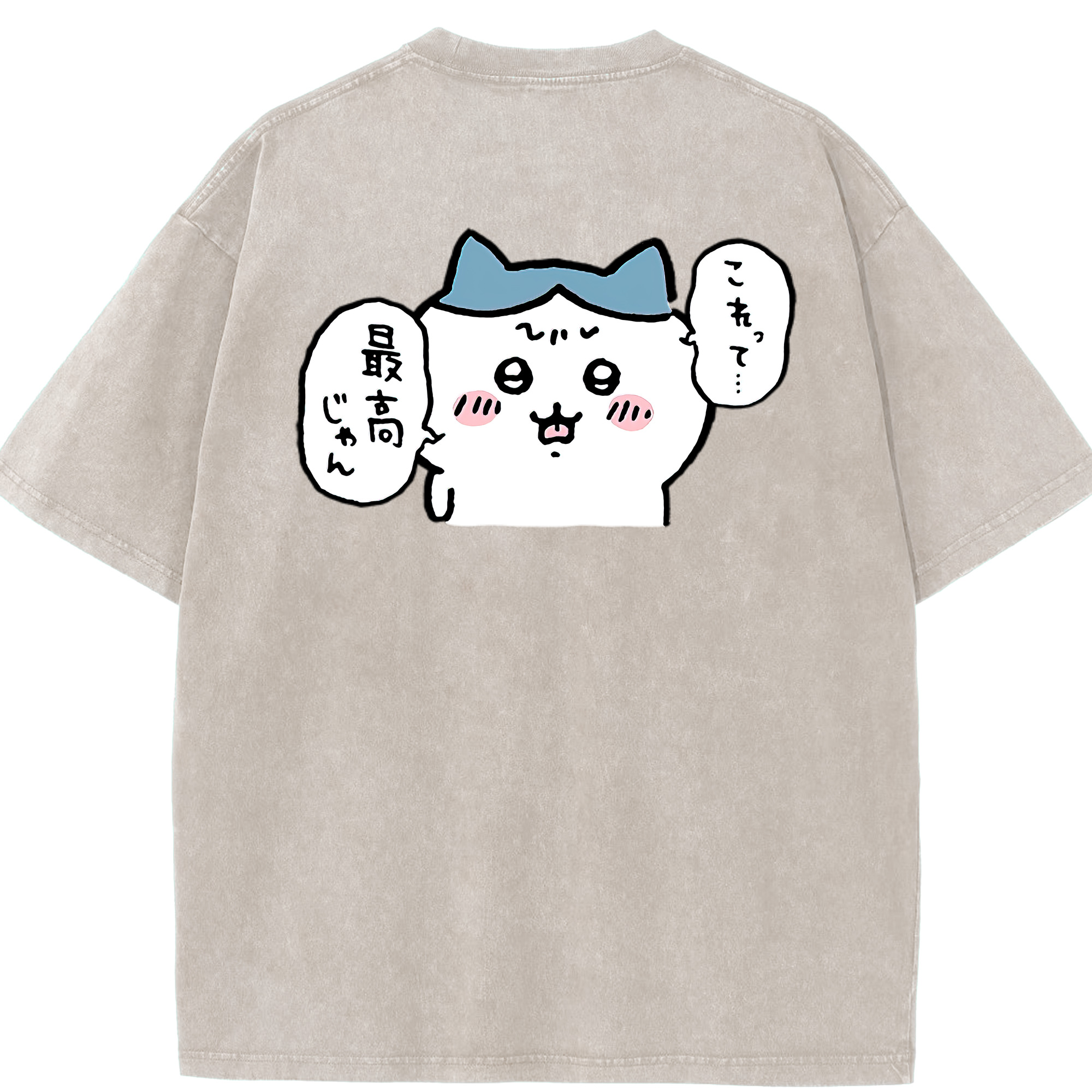 （画像用） ちいかわ ハチワレ Chii-kawa hachiware 綿100% ヴィンテージ風 半袖Tシャツ（背面プリント）