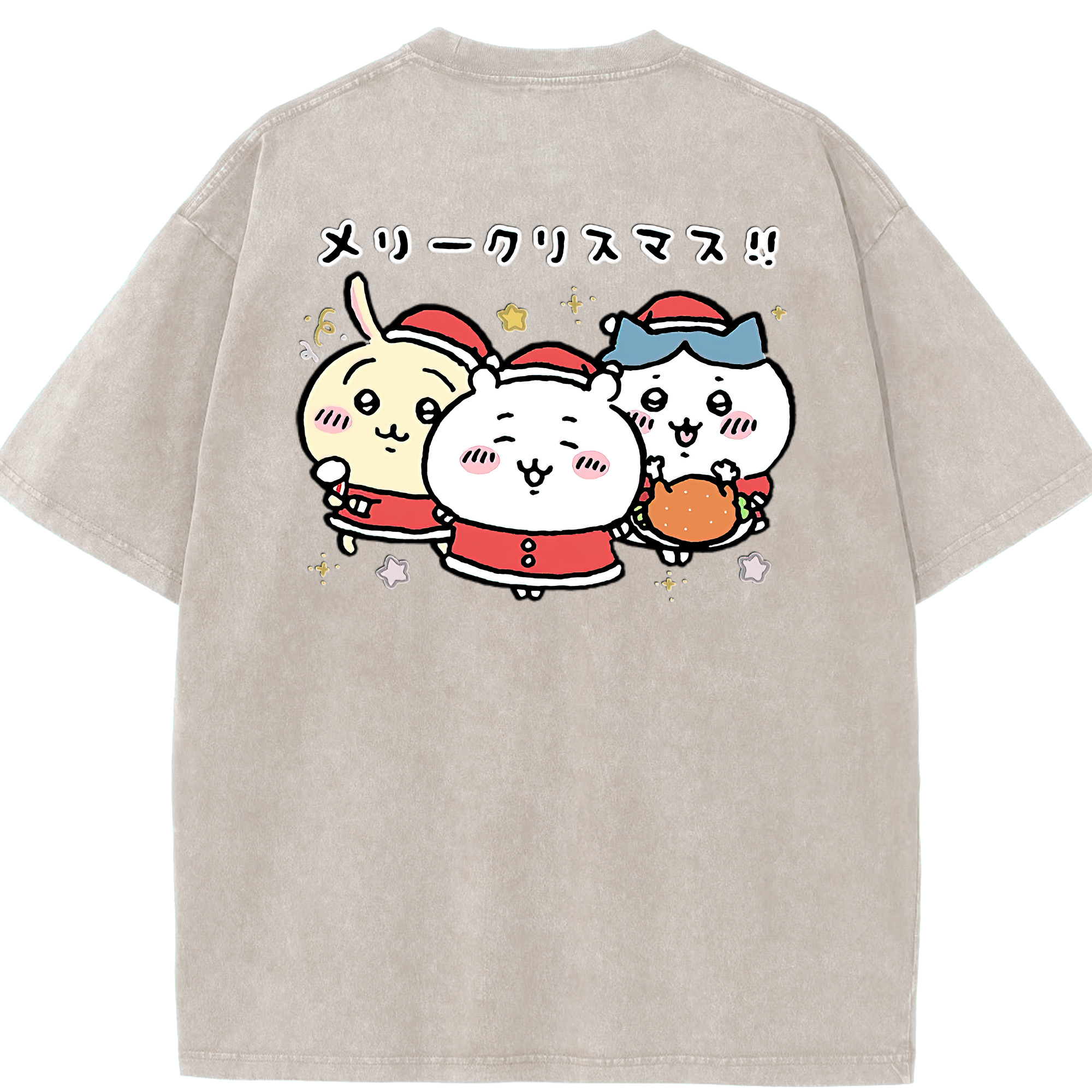 （画像用） ちいかわ ハチワレ Chii-kawa hachiware 綿100% ヴィンテージ風 半袖Tシャツ（背面プリント）