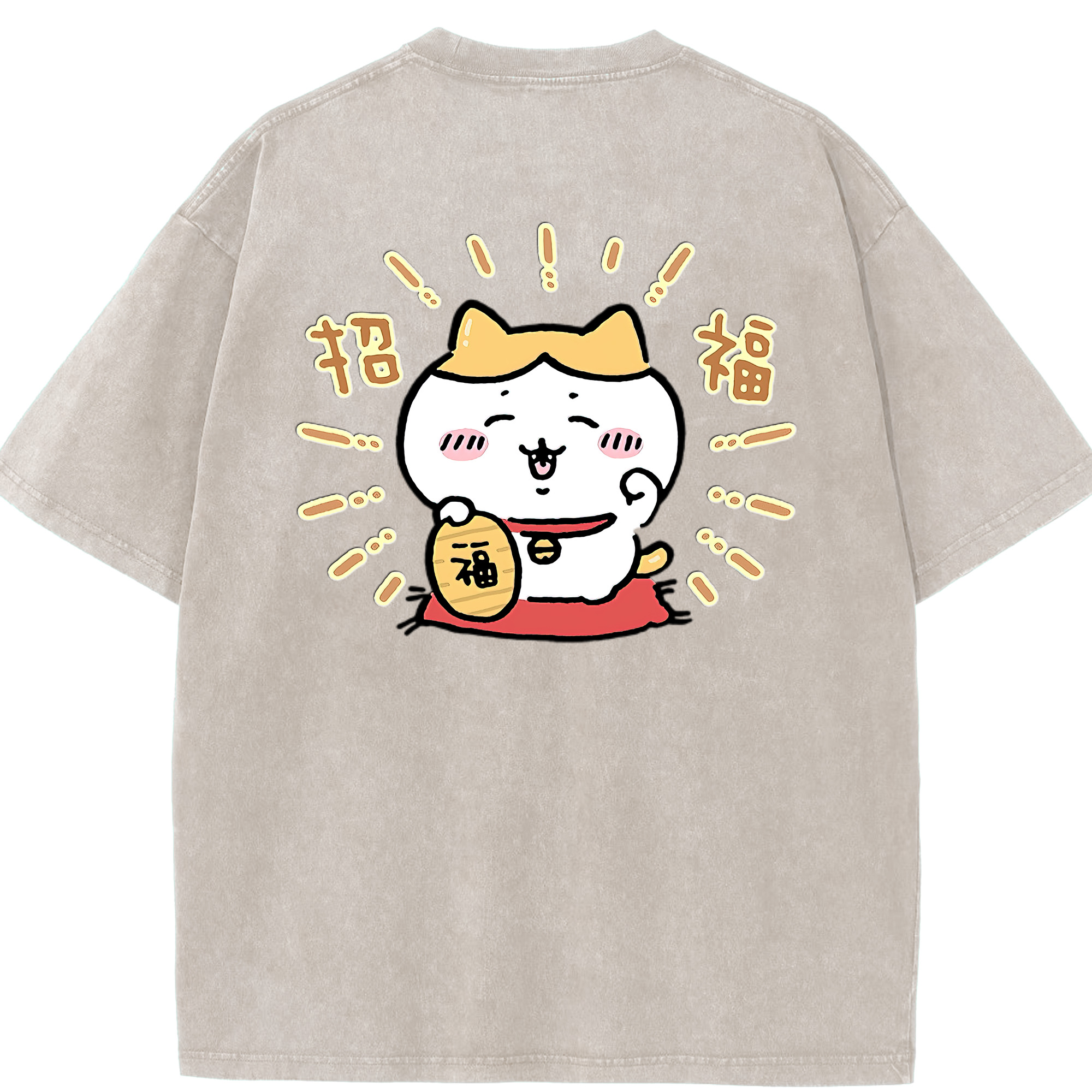 （画像用） ちいかわ ハチワレ Chii-kawa hachiware 綿100% ヴィンテージ風 半袖Tシャツ（背面プリント）