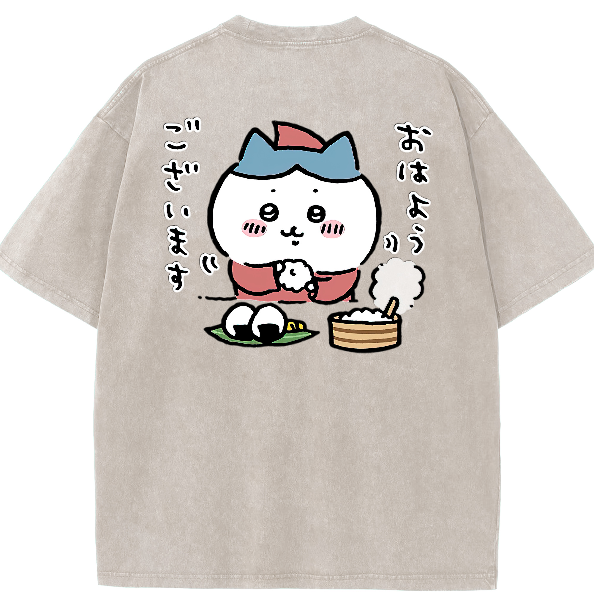 （画像用） ちいかわ ハチワレ Chii-kawa hachiware 綿100% ヴィンテージ風 半袖Tシャツ（背面プリント）