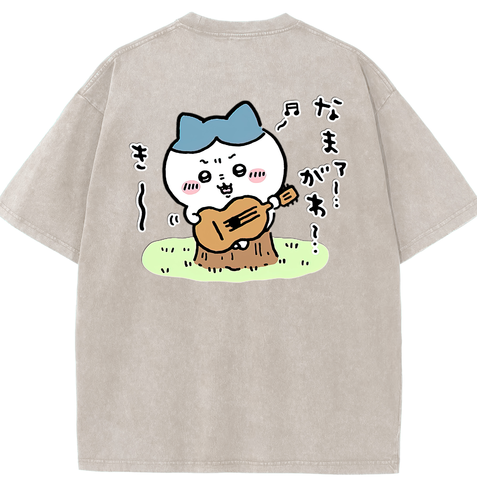（画像用） ちいかわ ハチワレ Chii-kawa hachiware 綿100% ヴィンテージ風 半袖Tシャツ（背面プリント）