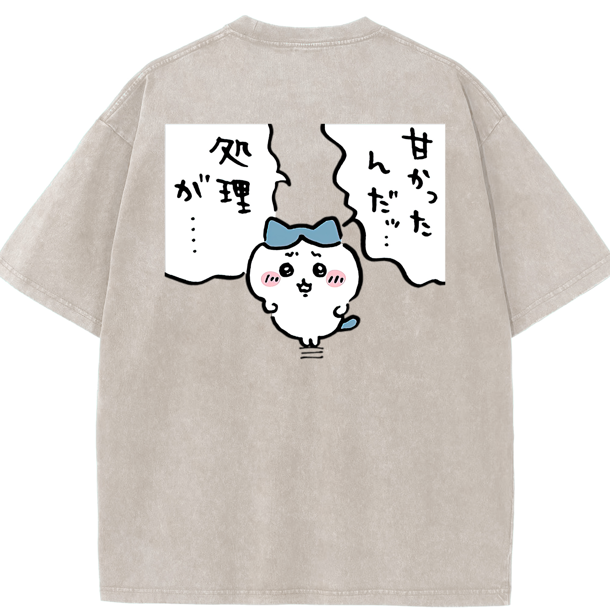 （画像用） ちいかわ ハチワレ Chii-kawa hachiware 綿100% ヴィンテージ風 半袖Tシャツ（背面プリント）