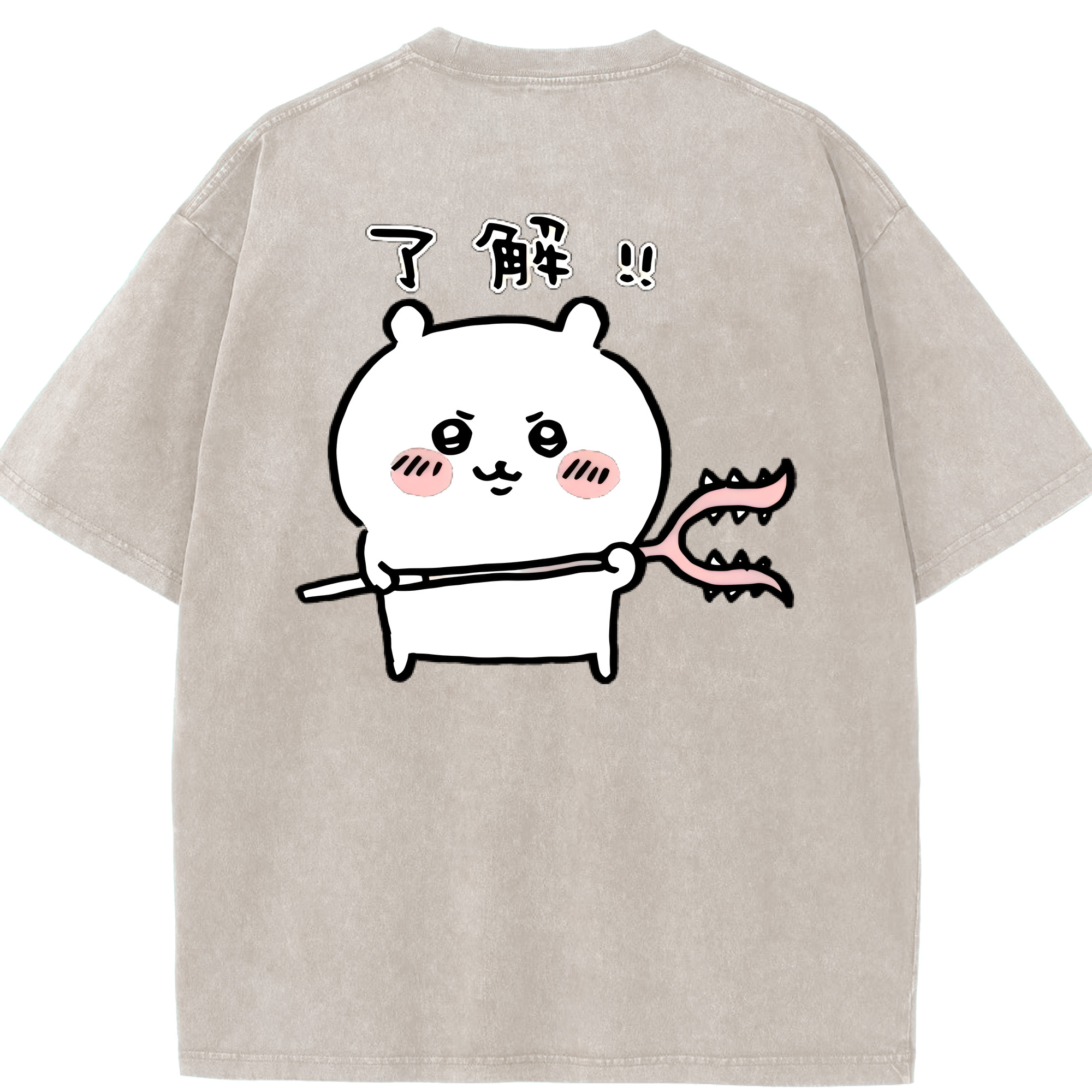 （画像用） ちいかわ ちいかわ Chii-kawa chiikawa 綿100% ヴィンテージ風 半袖Tシャツ（背面プリント）