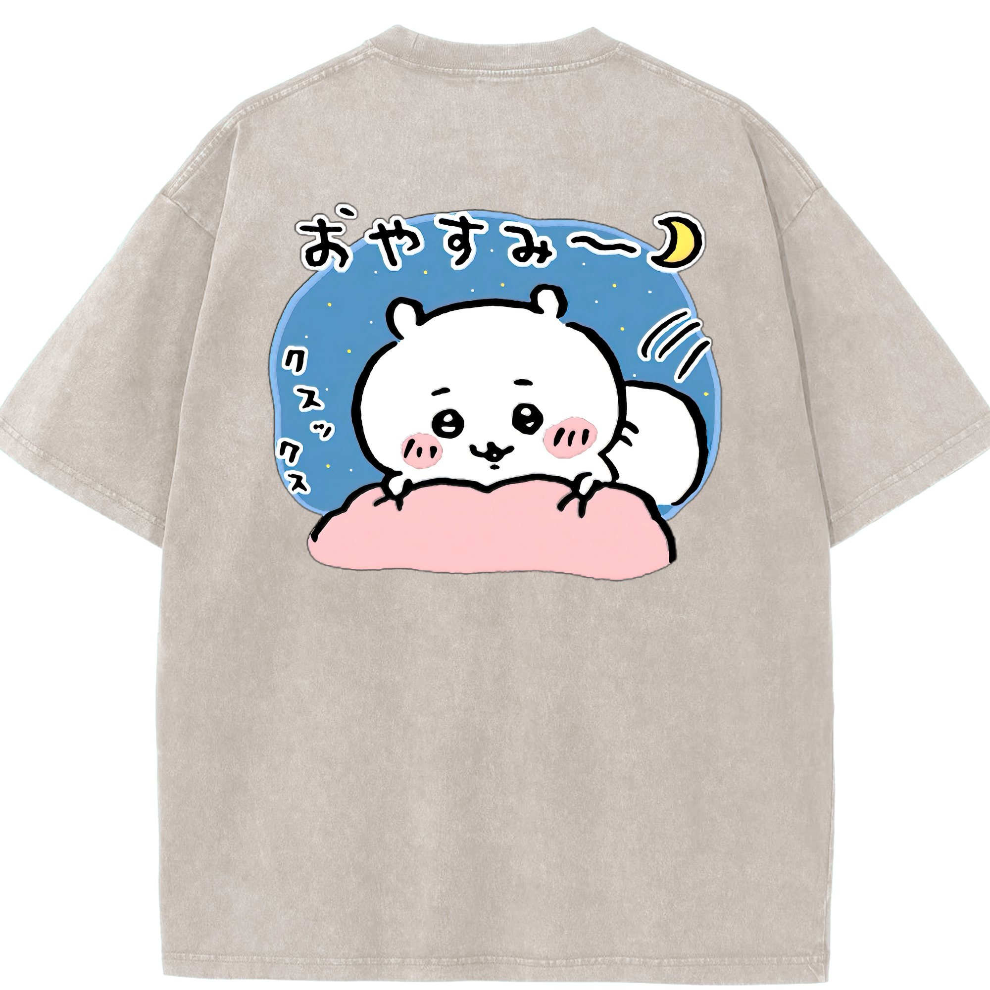 （画像用） ちいかわ ちいかわ Chii-kawa chiikawa 綿100% ヴィンテージ風 半袖Tシャツ（背面プリント）