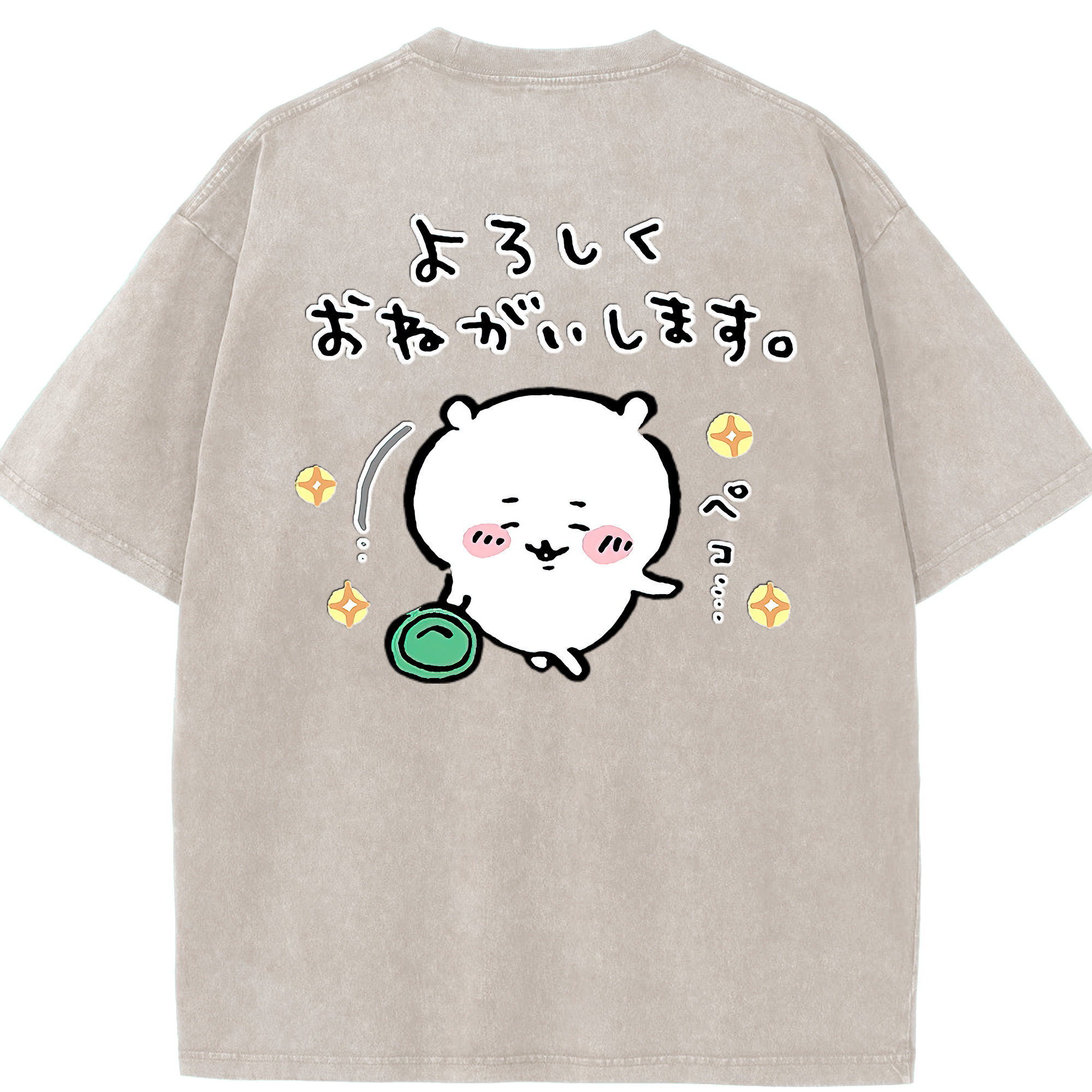 （画像用） ちいかわ ちいかわ Chii-kawa chiikawa 綿100% ヴィンテージ風 半袖Tシャツ（背面プリント）
