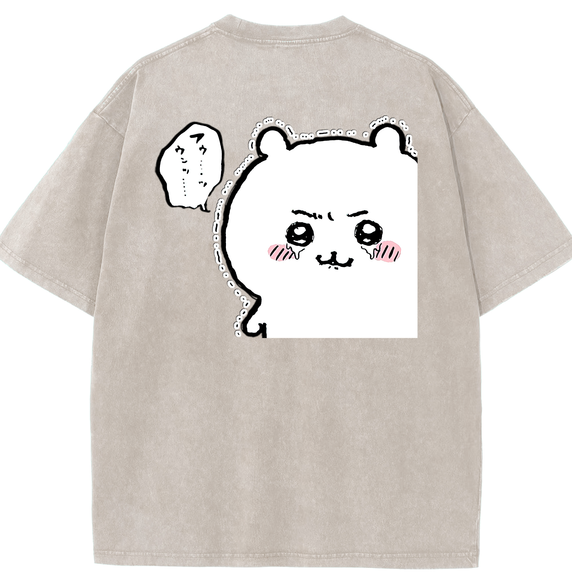 （画像用） ちいかわ ちいかわ Chii-kawa chiikawa 綿100% ヴィンテージ風 半袖Tシャツ（背面プリント）