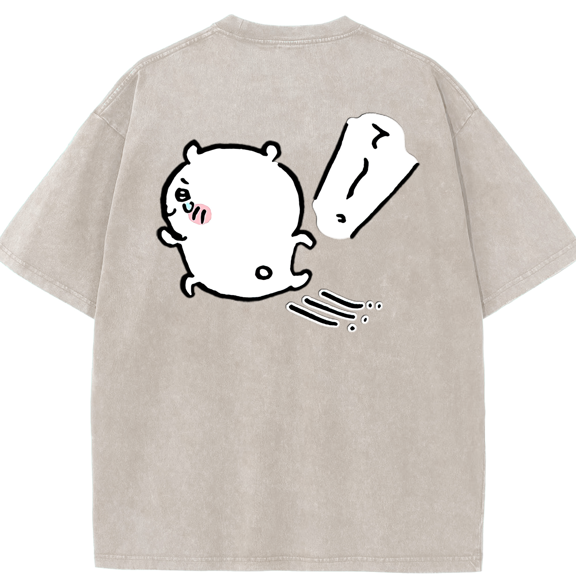 （画像用） ちいかわ ちいかわ Chii-kawa chiikawa 綿100% ヴィンテージ風 半袖Tシャツ（背面プリント）