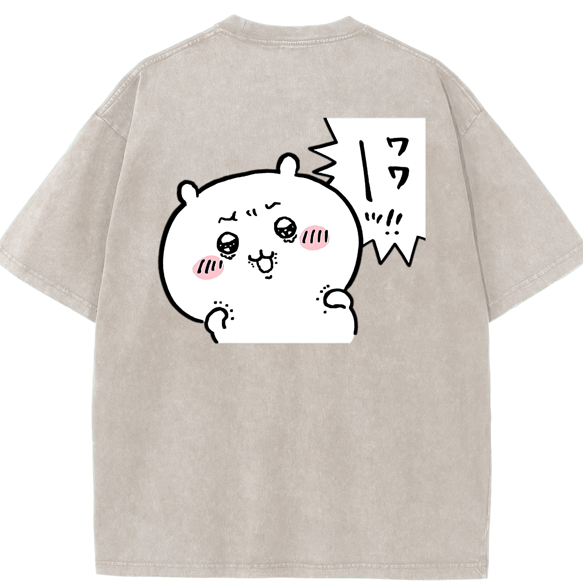 （画像用） ちいかわ ちいかわ Chii-kawa chiikawa 綿100% ヴィンテージ風 半袖Tシャツ（背面プリント）