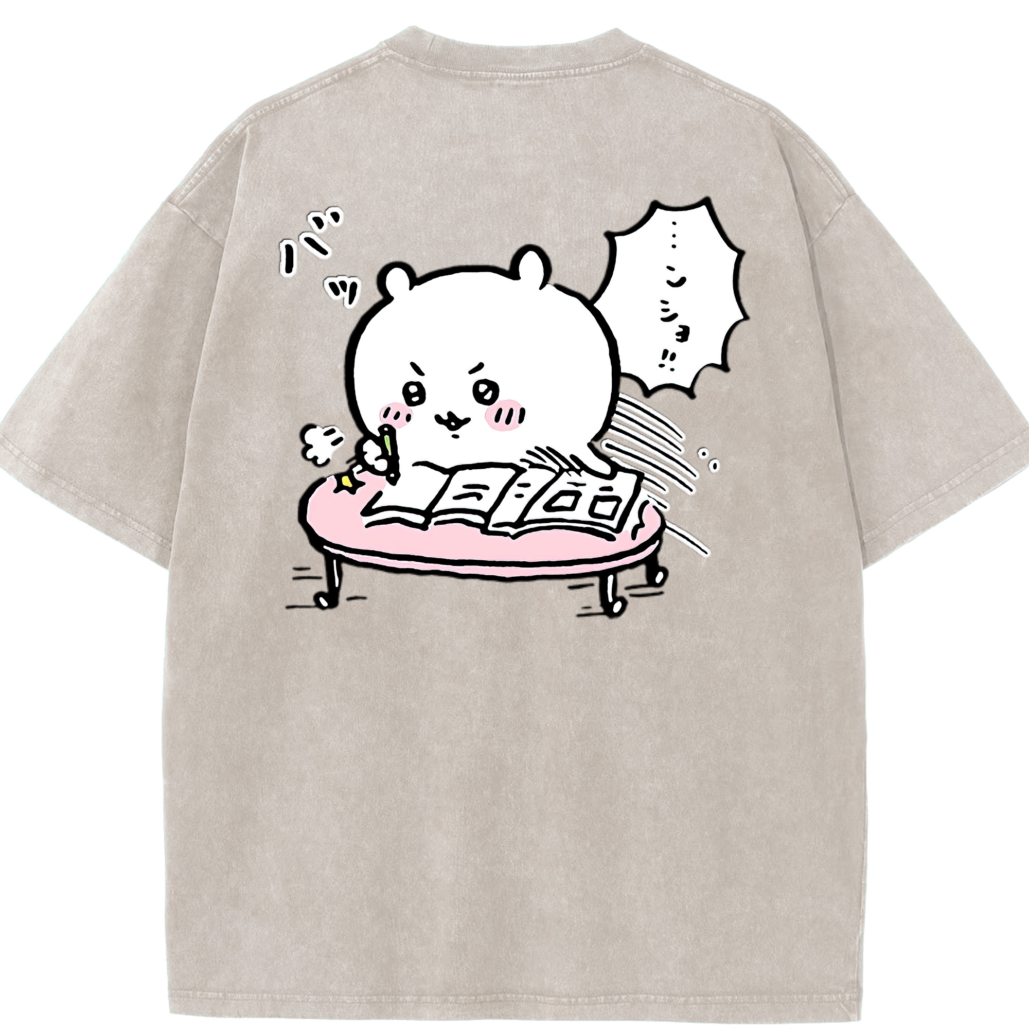 （画像用） ちいかわ ちいかわ Chii-kawa chiikawa 綿100% ヴィンテージ風 半袖Tシャツ（背面プリント）