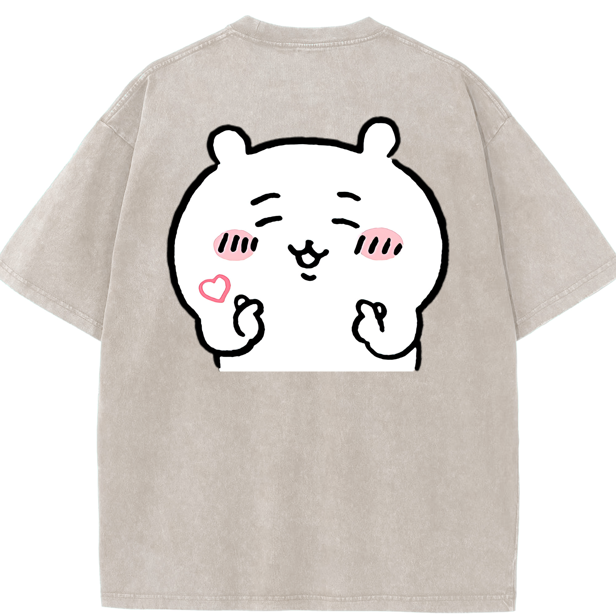 （画像用） ちいかわ ちいかわ Chii-kawa chiikawa 綿100% ヴィンテージ風 半袖Tシャツ（背面プリント）
