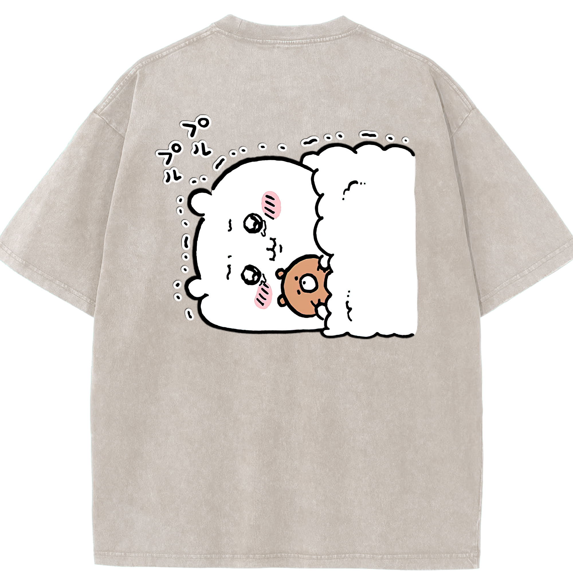 （画像用） ちいかわ ちいかわ Chii-kawa chiikawa 綿100% ヴィンテージ風 半袖Tシャツ（背面プリント）