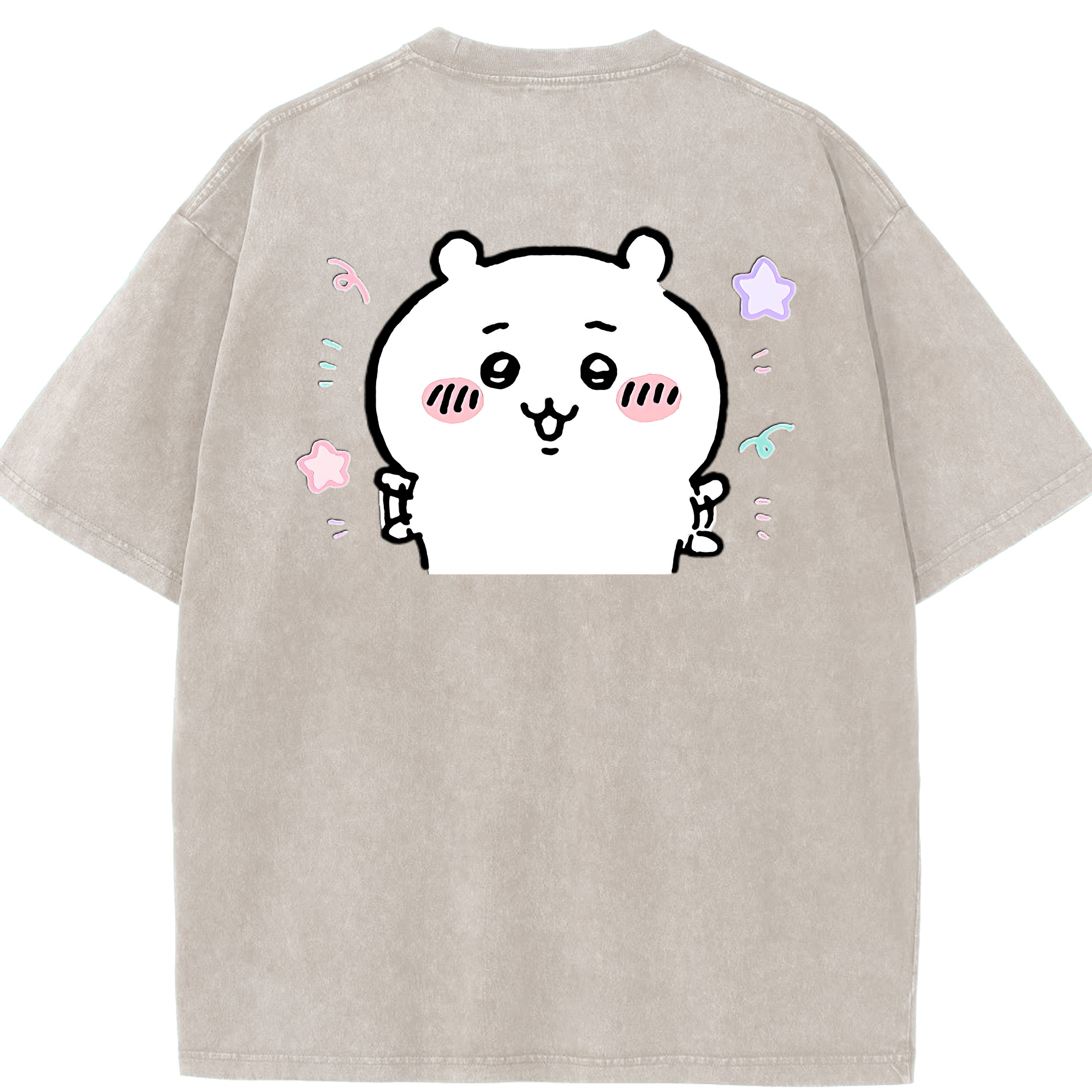 （画像用） ちいかわ ちいかわ Chii-kawa chiikawa 綿100% ヴィンテージ風 半袖Tシャツ（背面プリント）