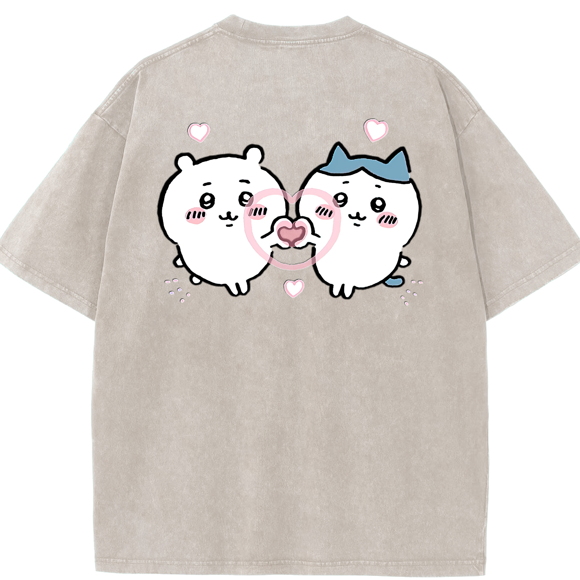 （画像用） ちいかわ ちいかわ Chii-kawa chiikawa 綿100% ヴィンテージ風 半袖Tシャツ（背面プリント）