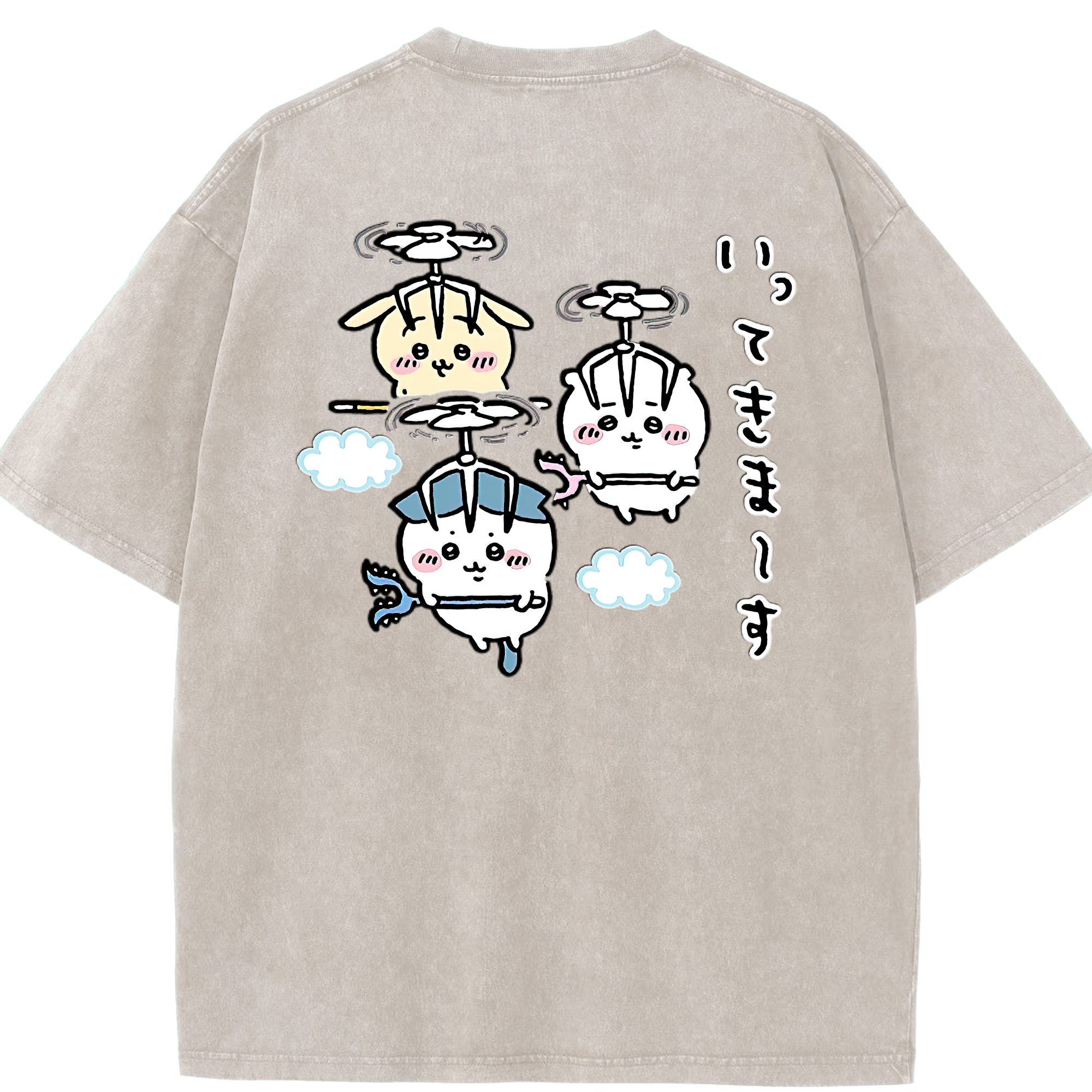 （画像用） ちいかわ ちいかわ Chii-kawa chiikawa 綿100% ヴィンテージ風 半袖Tシャツ（背面プリント）