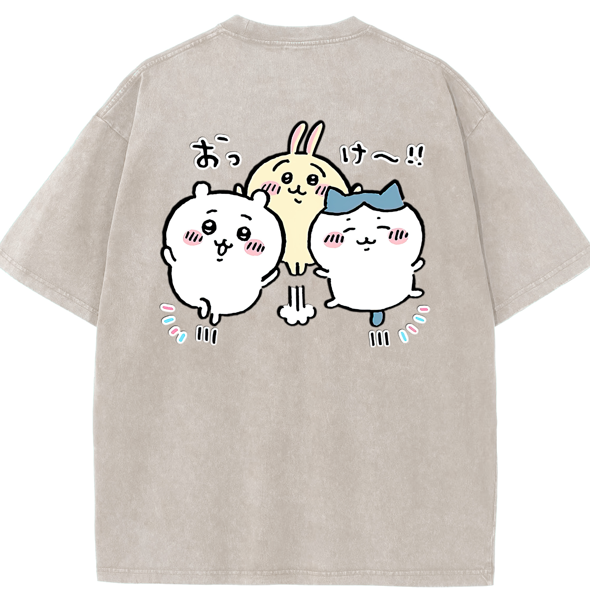 （画像用） ちいかわ ちいかわ Chii-kawa chiikawa 綿100% ヴィンテージ風 半袖Tシャツ（背面プリント）