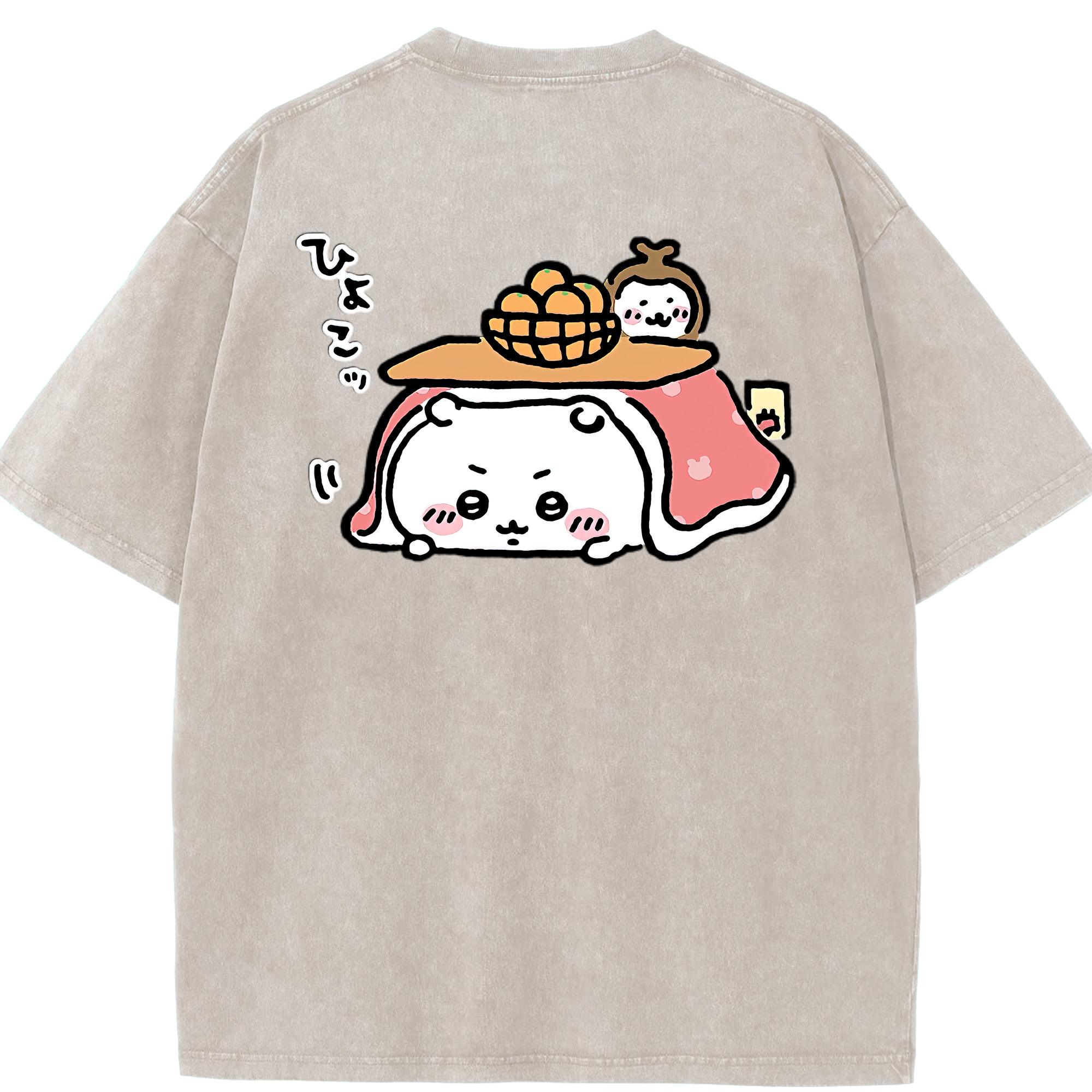 （画像用） ちいかわ ちいかわ Chii-kawa chiikawa 綿100% ヴィンテージ風 半袖Tシャツ（背面プリント）