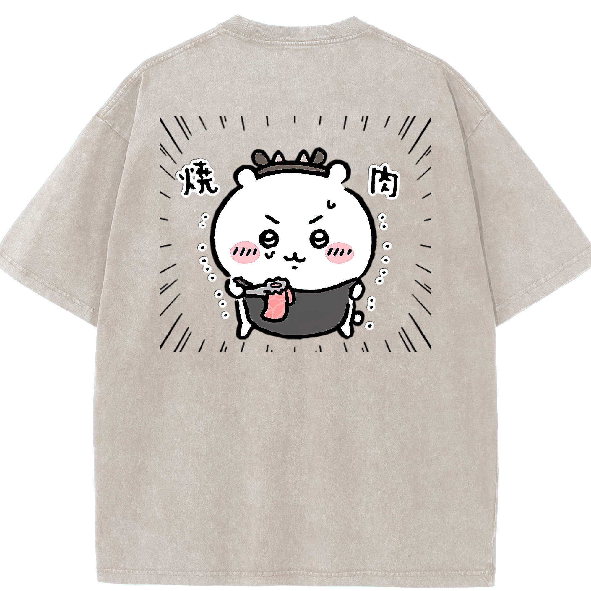（画像用） ちいかわ ちいかわ Chii-kawa chiikawa 綿100% ヴィンテージ風 半袖Tシャツ（背面プリント）