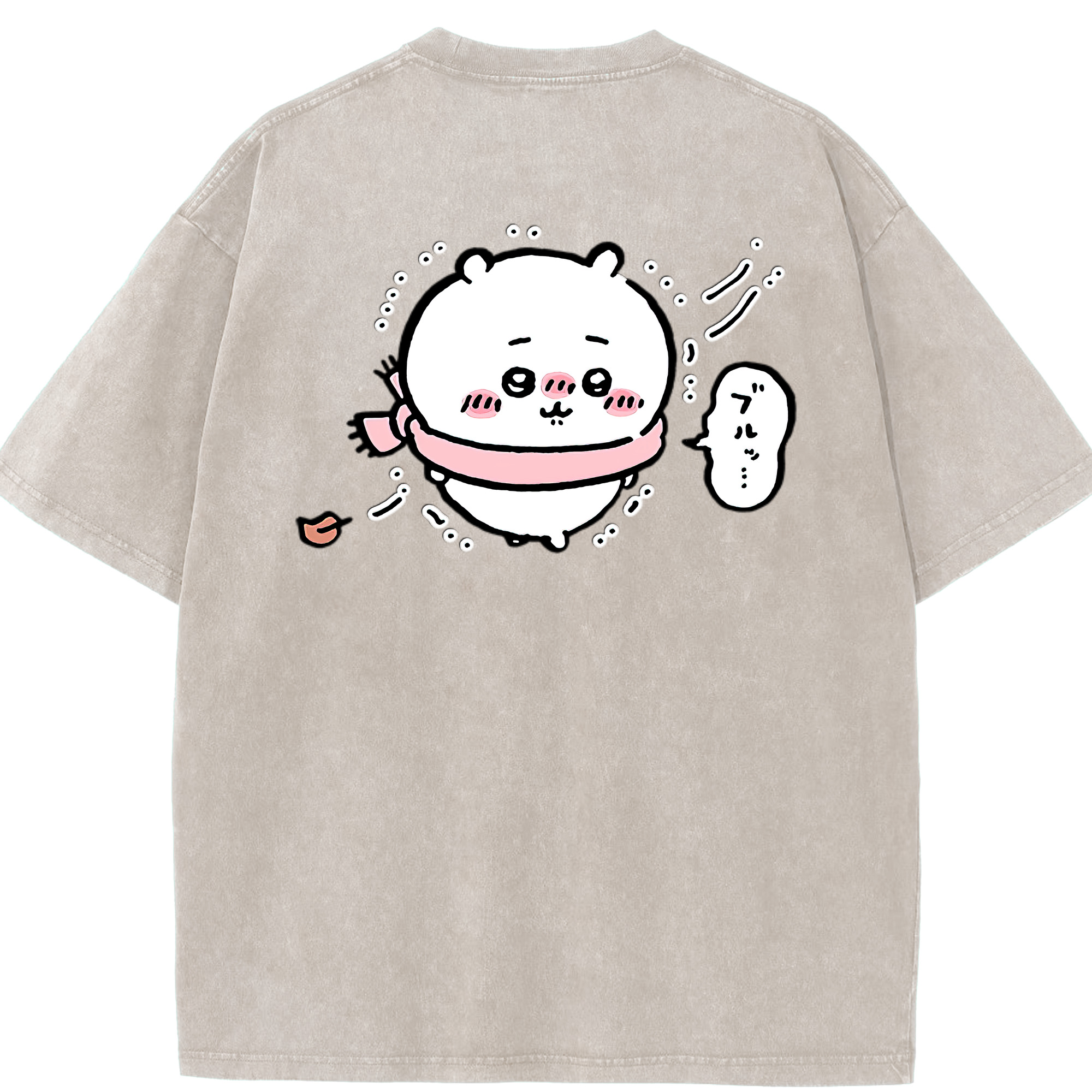 （画像用） ちいかわ ちいかわ Chii-kawa chiikawa 綿100% ヴィンテージ風 半袖Tシャツ（背面プリント）