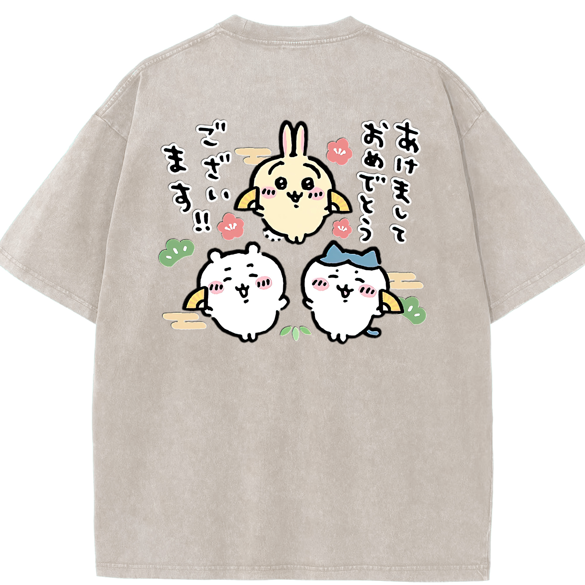 （画像用） ちいかわ ちいかわ Chii-kawa chiikawa 綿100% ヴィンテージ風 半袖Tシャツ（背面プリント）