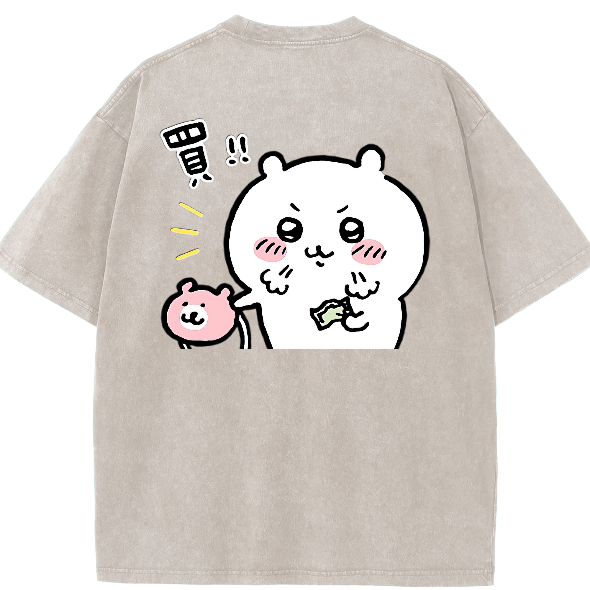 （画像用） ちいかわ ちいかわ Chii-kawa chiikawa 綿100% ヴィンテージ風 半袖Tシャツ（背面プリント）