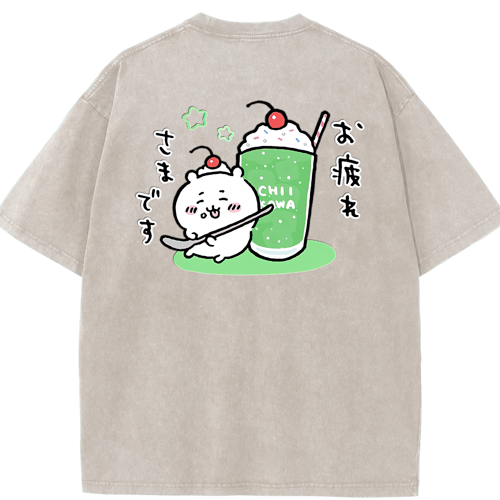 （画像用） ちいかわ ちいかわ Chii-kawa chiikawa 綿100% ヴィンテージ風 半袖Tシャツ（背面プリント）