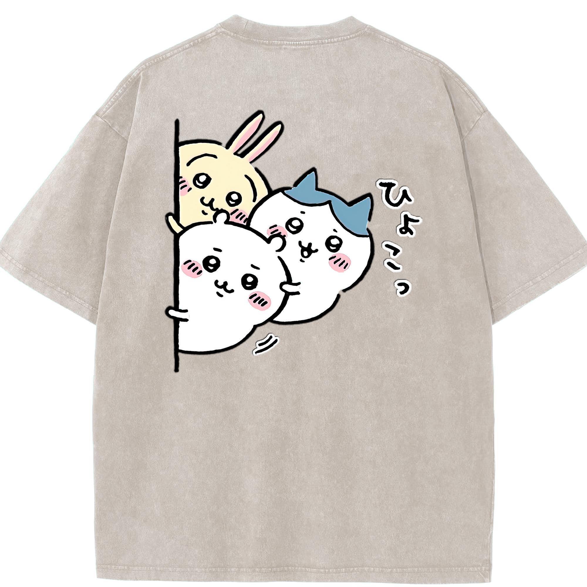 （画像用） ちいかわ うさぎ Chii-kawa usagi 綿100% ヴィンテージ風 半袖Tシャツ（背面プリント）