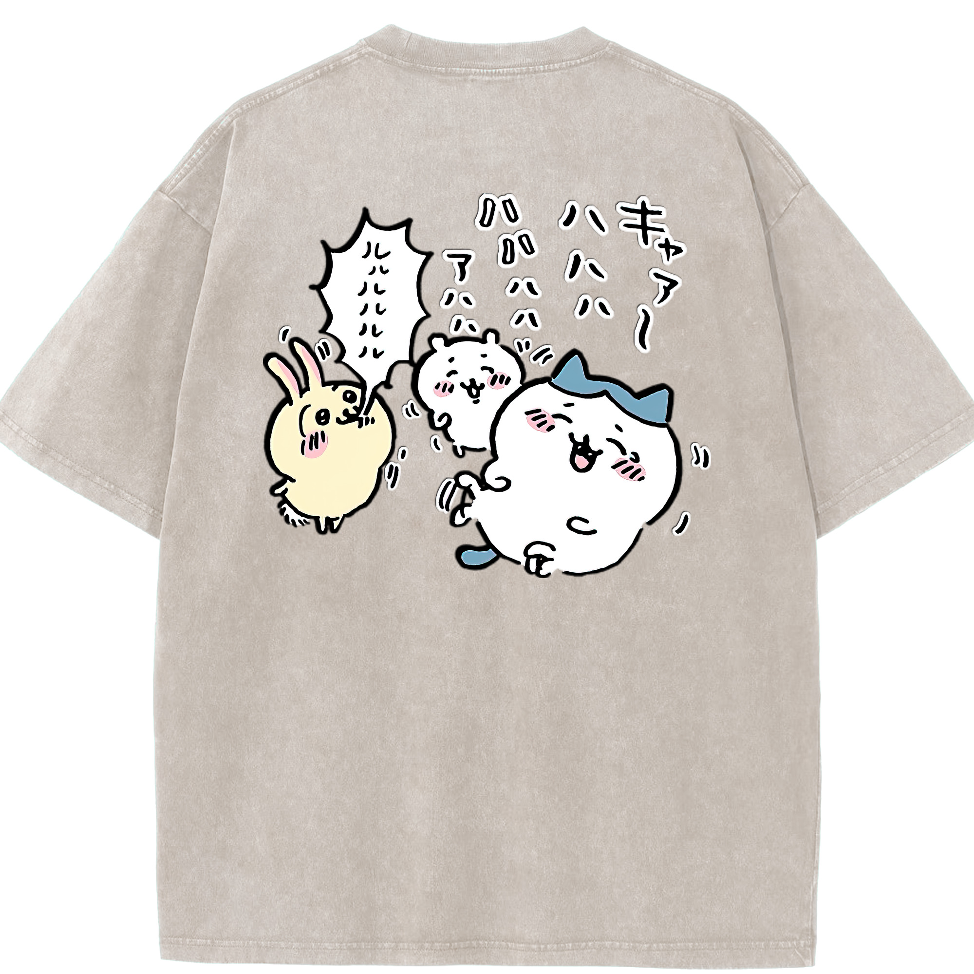 （画像用） ちいかわ うさぎ Chii-kawa usagi 綿100% ヴィンテージ風 半袖Tシャツ（背面プリント）