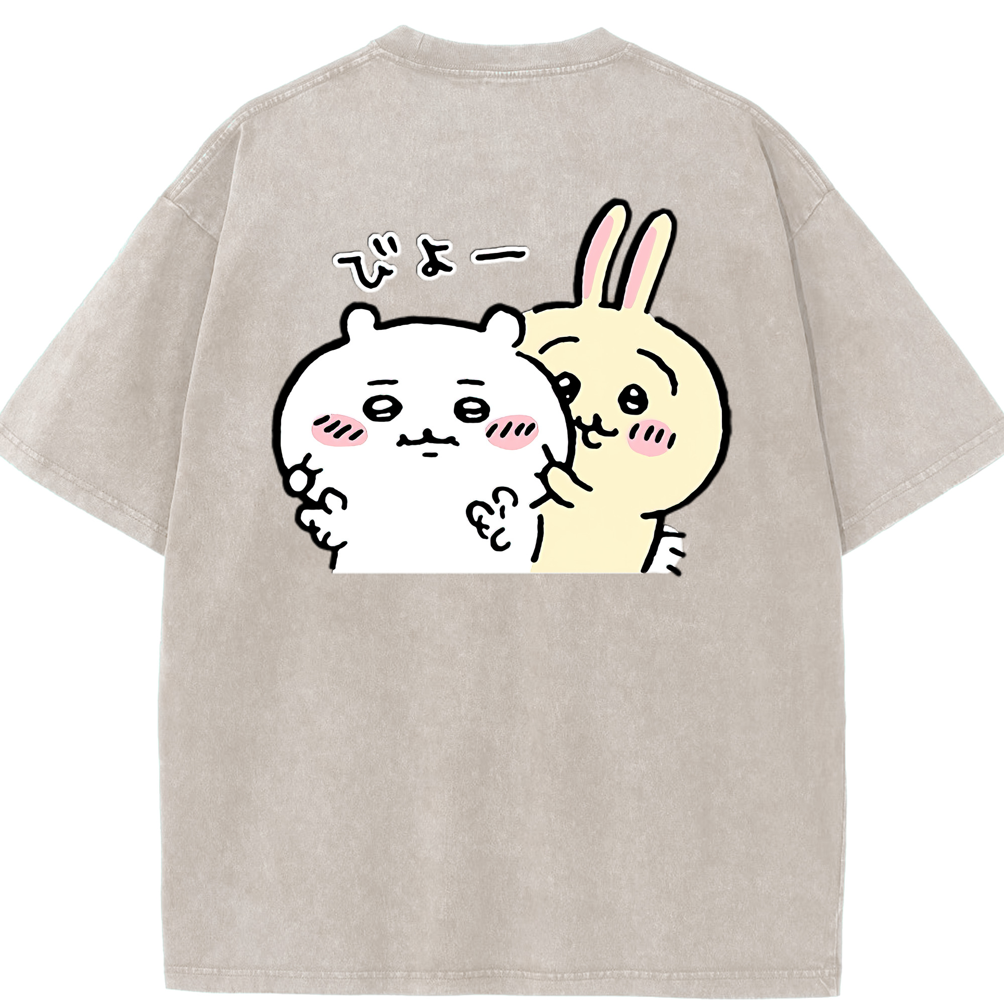 （画像用） ちいかわ うさぎ Chii-kawa usagi 綿100% ヴィンテージ風 半袖Tシャツ（背面プリント）