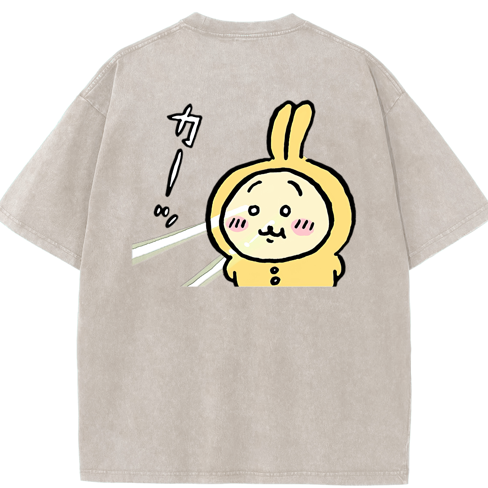 （画像用） ちいかわ うさぎ Chii-kawa usagi 綿100% ヴィンテージ風 半袖Tシャツ（背面プリント）