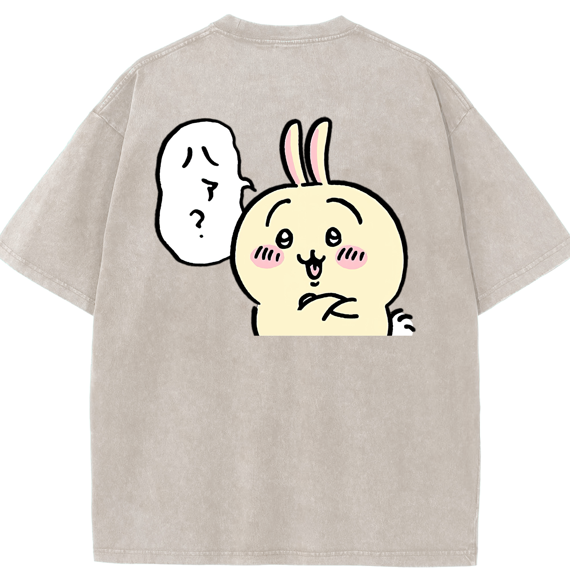 （画像用） ちいかわ うさぎ Chii-kawa usagi 綿100% ヴィンテージ風 半袖Tシャツ（背面プリント）