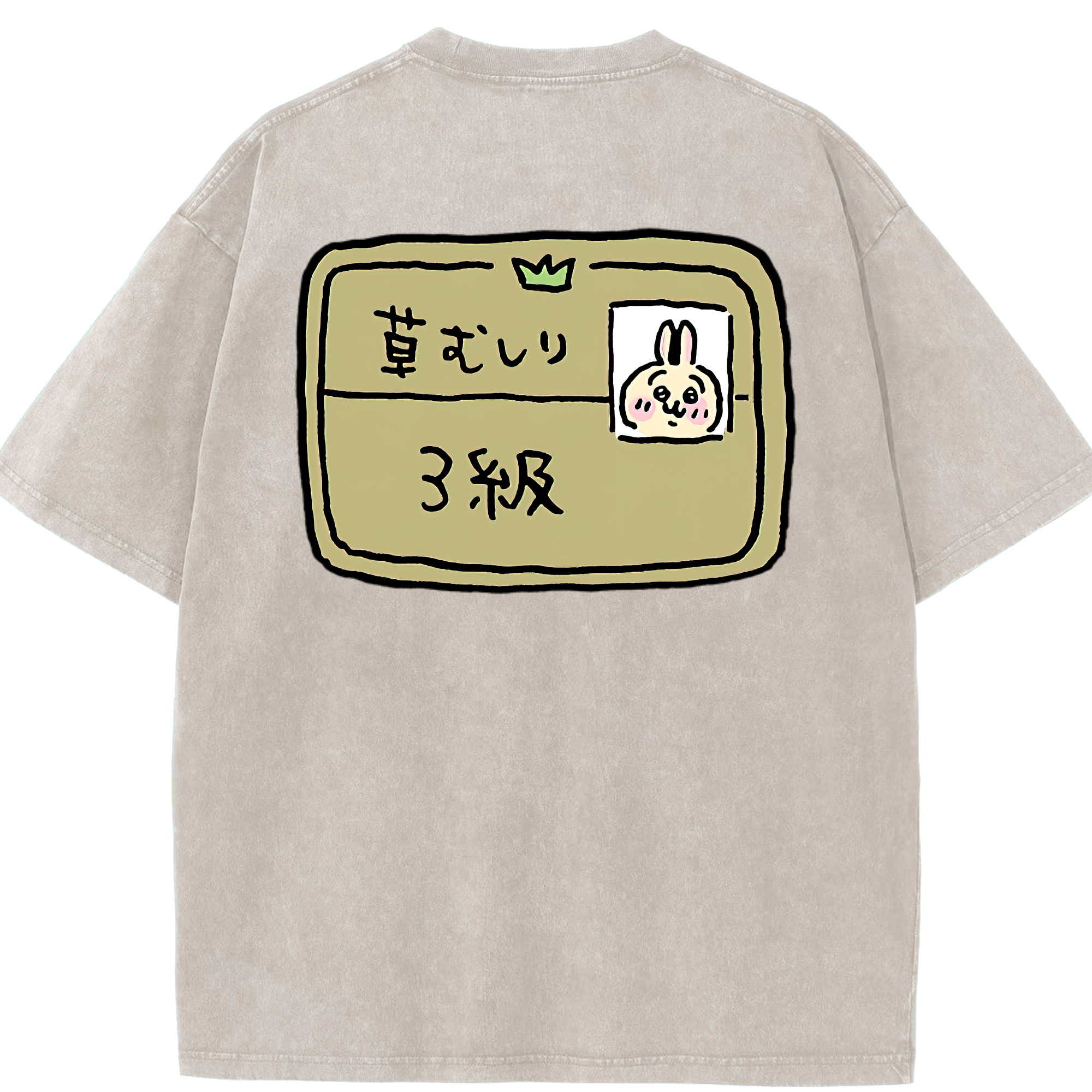 （画像用） ちいかわ うさぎ Chii-kawa usagi 綿100% ヴィンテージ風 半袖Tシャツ（背面プリント）