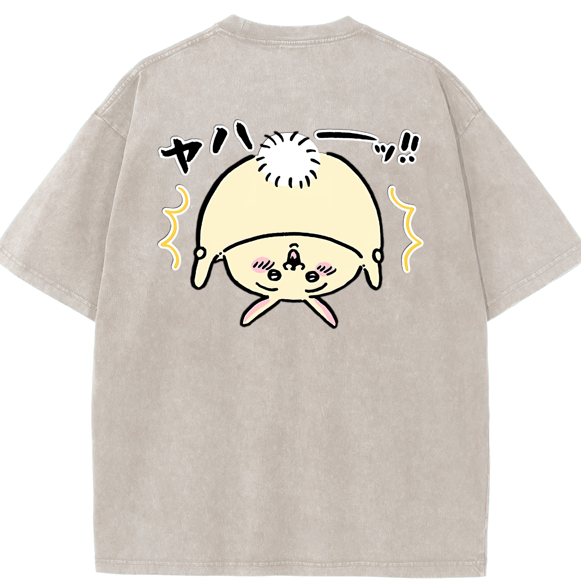 （画像用） ちいかわ うさぎ Chii-kawa usagi 綿100% ヴィンテージ風 半袖Tシャツ（背面プリント）