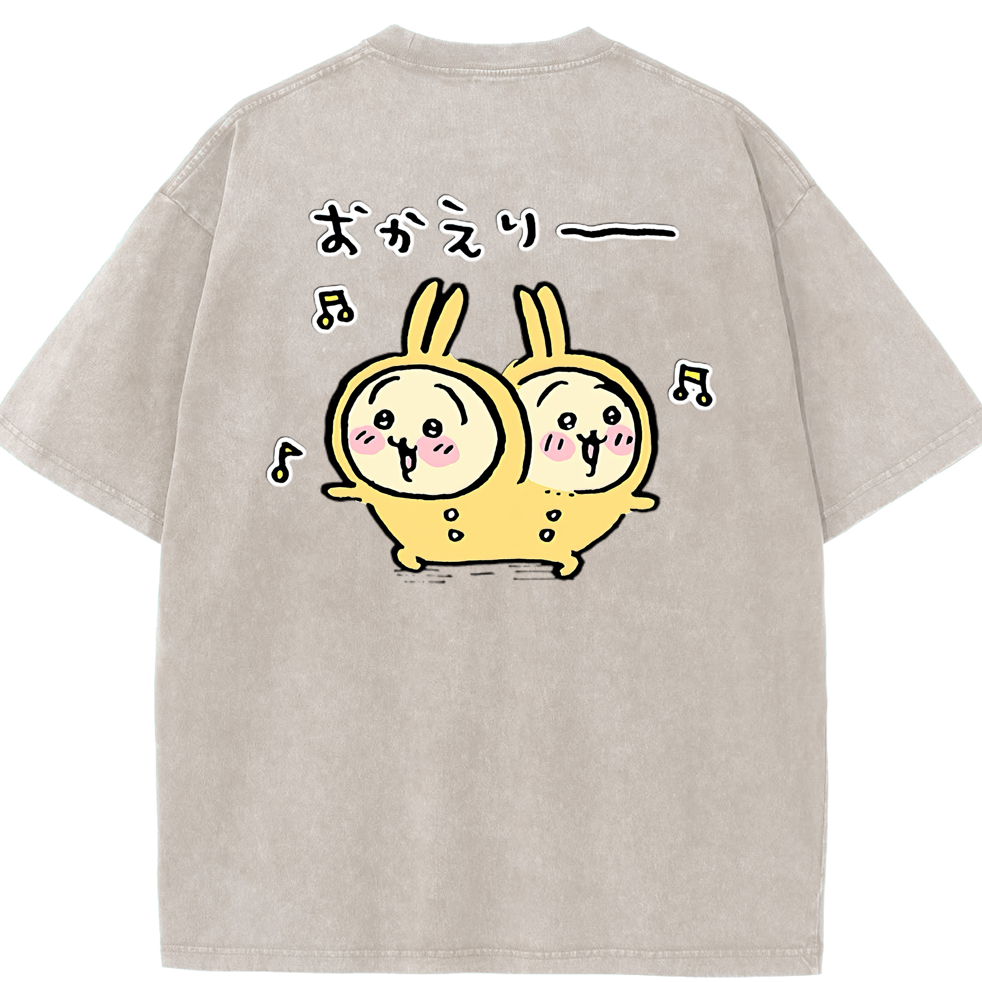 （画像用） ちいかわ うさぎ Chii-kawa usagi 綿100% ヴィンテージ風 半袖Tシャツ（背面プリント）