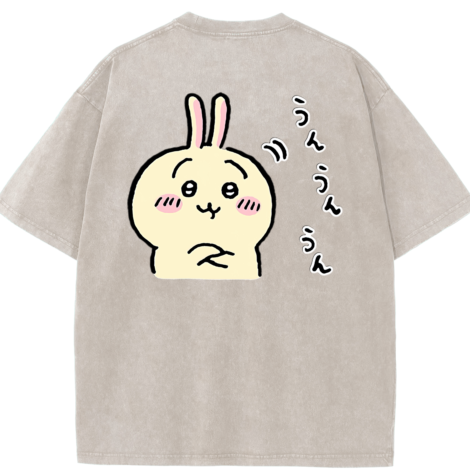 （画像用） ちいかわ うさぎ Chii-kawa usagi 綿100% ヴィンテージ風 半袖Tシャツ（背面プリント）
