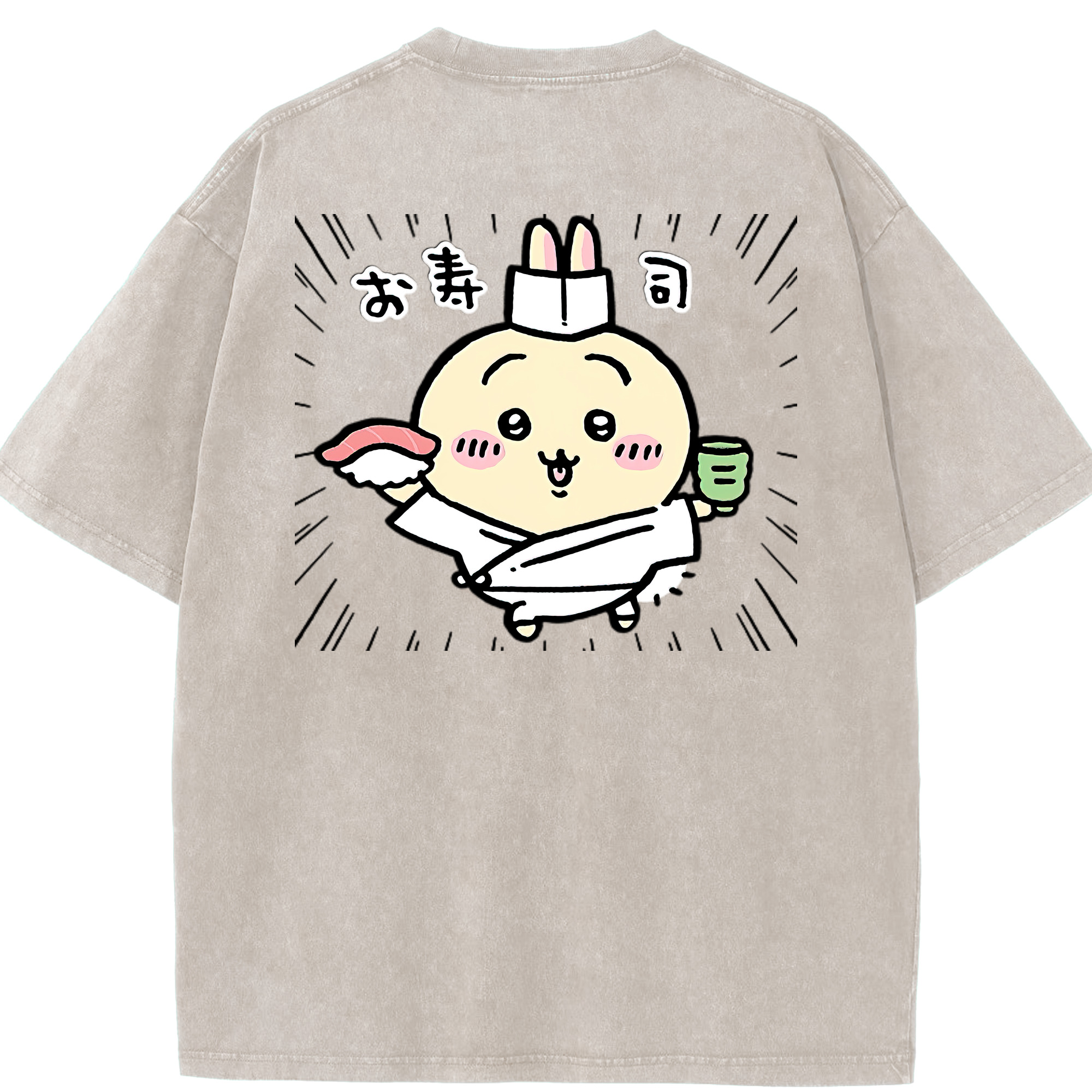（画像用） ちいかわ うさぎ Chii-kawa usagi 綿100% ヴィンテージ風 半袖Tシャツ（背面プリント）
