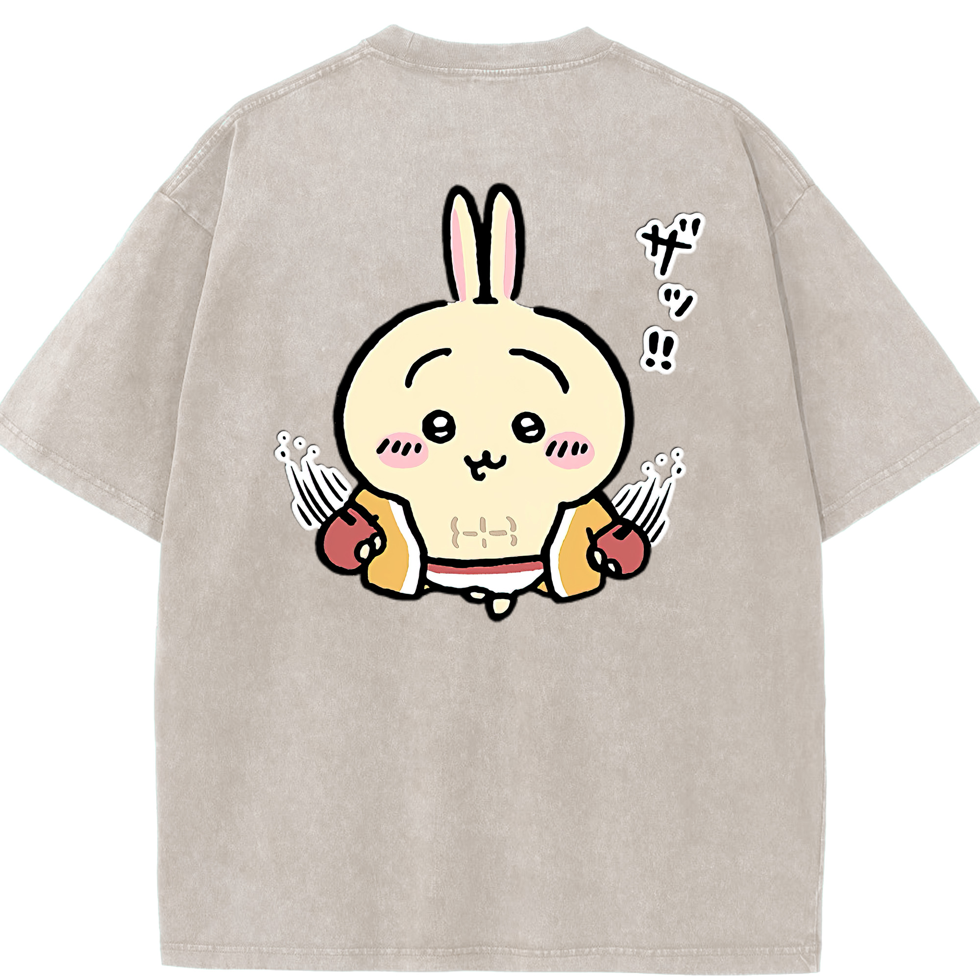 （画像用） ちいかわ うさぎ Chii-kawa usagi 綿100% ヴィンテージ風 半袖Tシャツ（背面プリント）