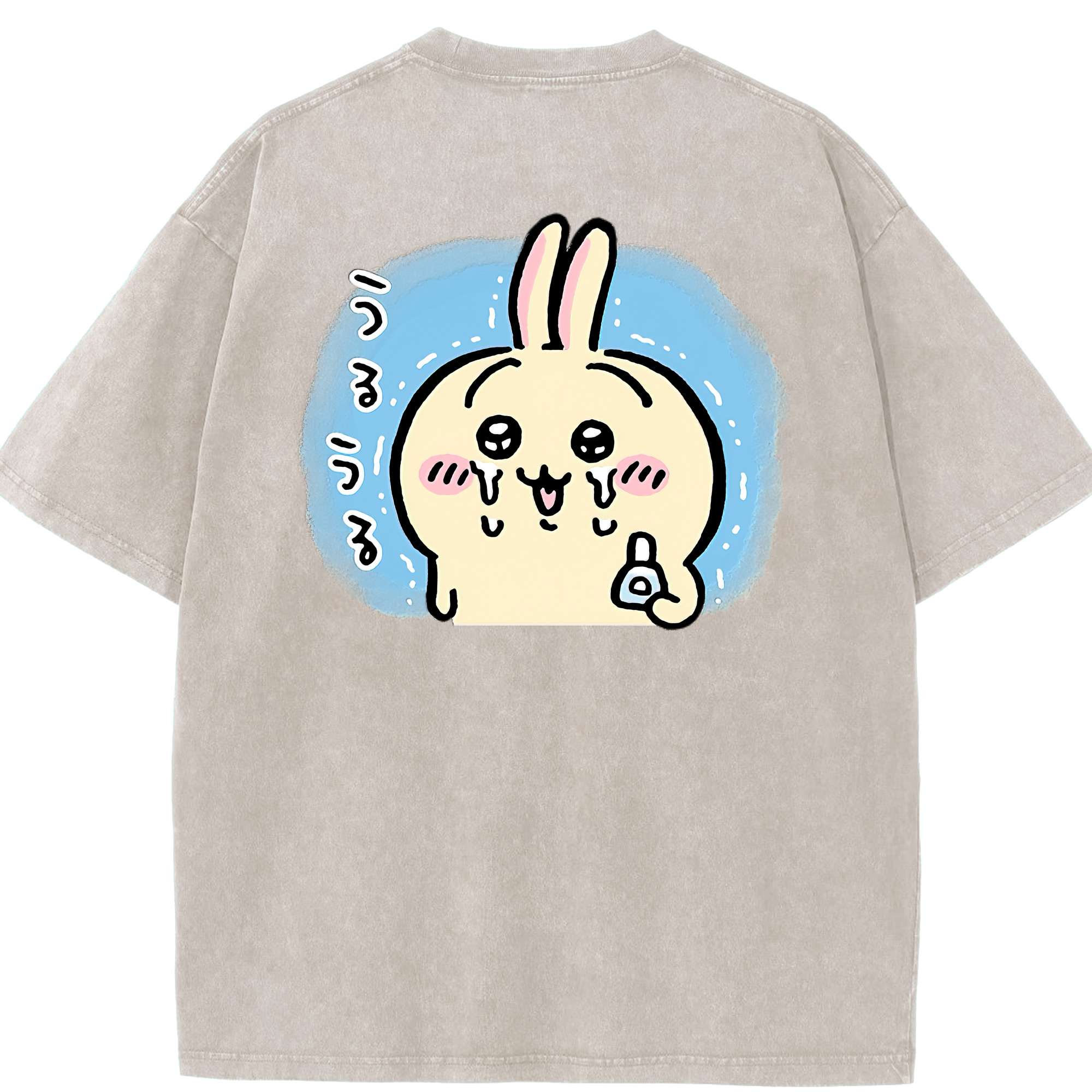 （画像用） ちいかわ うさぎ Chii-kawa usagi 綿100% ヴィンテージ風 半袖Tシャツ（背面プリント）