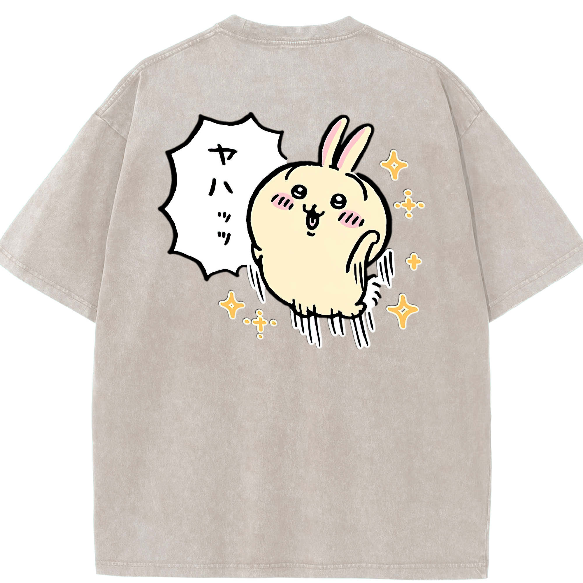 （画像用） ちいかわ うさぎ Chii-kawa usagi 綿100% ヴィンテージ風 半袖Tシャツ（背面プリント）
