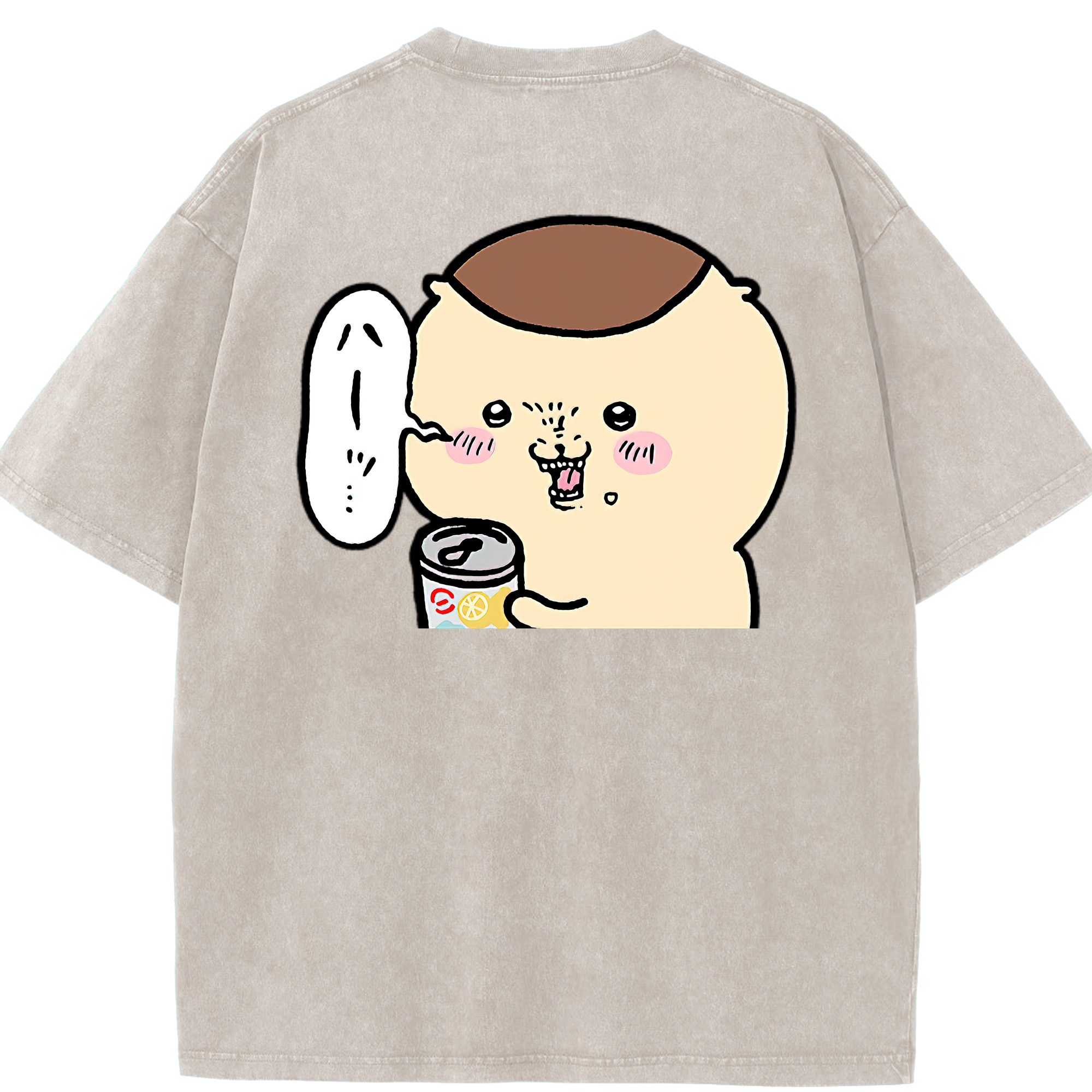 （画像用） ちいかわ くりまんじゅう Chii-kawa kuri manjū 綿100% ヴィンテージ風 半袖Tシャツ（背面プリント）
