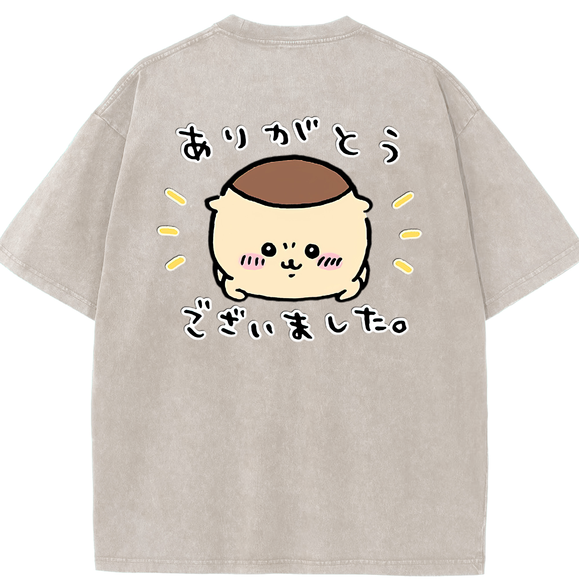 （画像用） ちいかわ くりまんじゅう Chii-kawa kuri manjū 綿100% ヴィンテージ風 半袖Tシャツ（背面プリント）