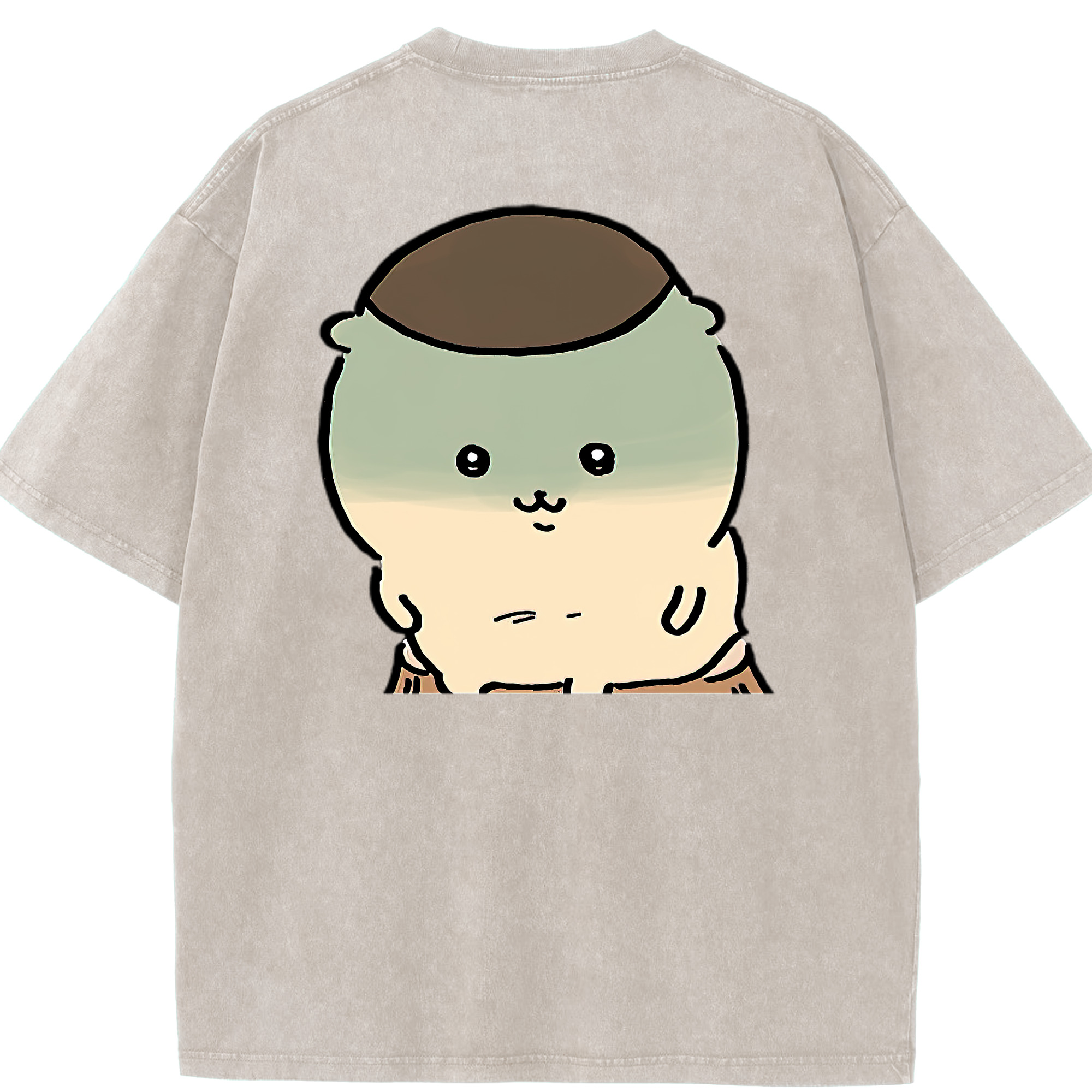 （画像用） ちいかわ くりまんじゅう Chii-kawa kuri manjū 綿100% ヴィンテージ風 半袖Tシャツ（背面プリント）