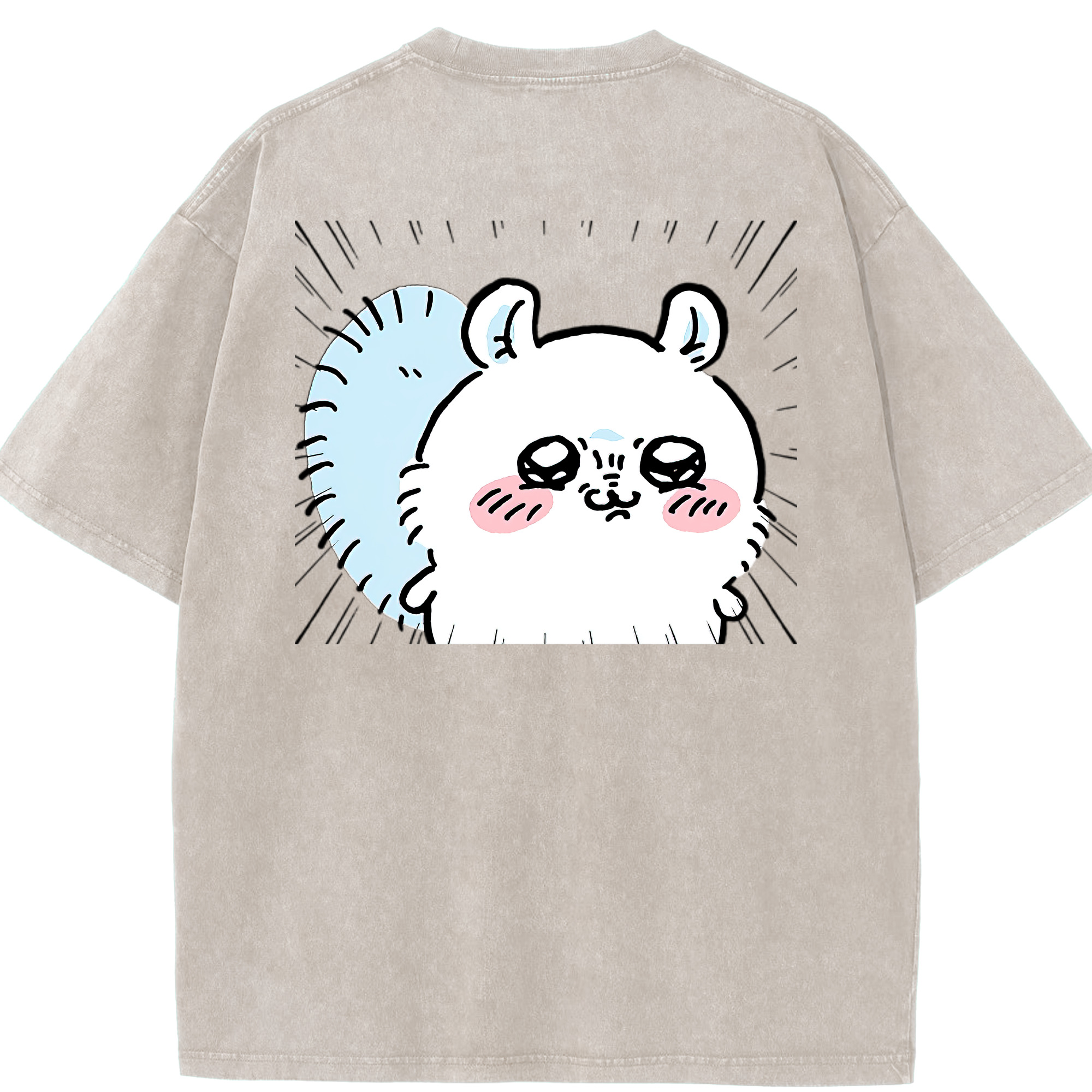 （画像用） ちいかわ モモンガ Chii-kawa Momonga 綿100% ヴィンテージ風 半袖Tシャツ（背面プリント）