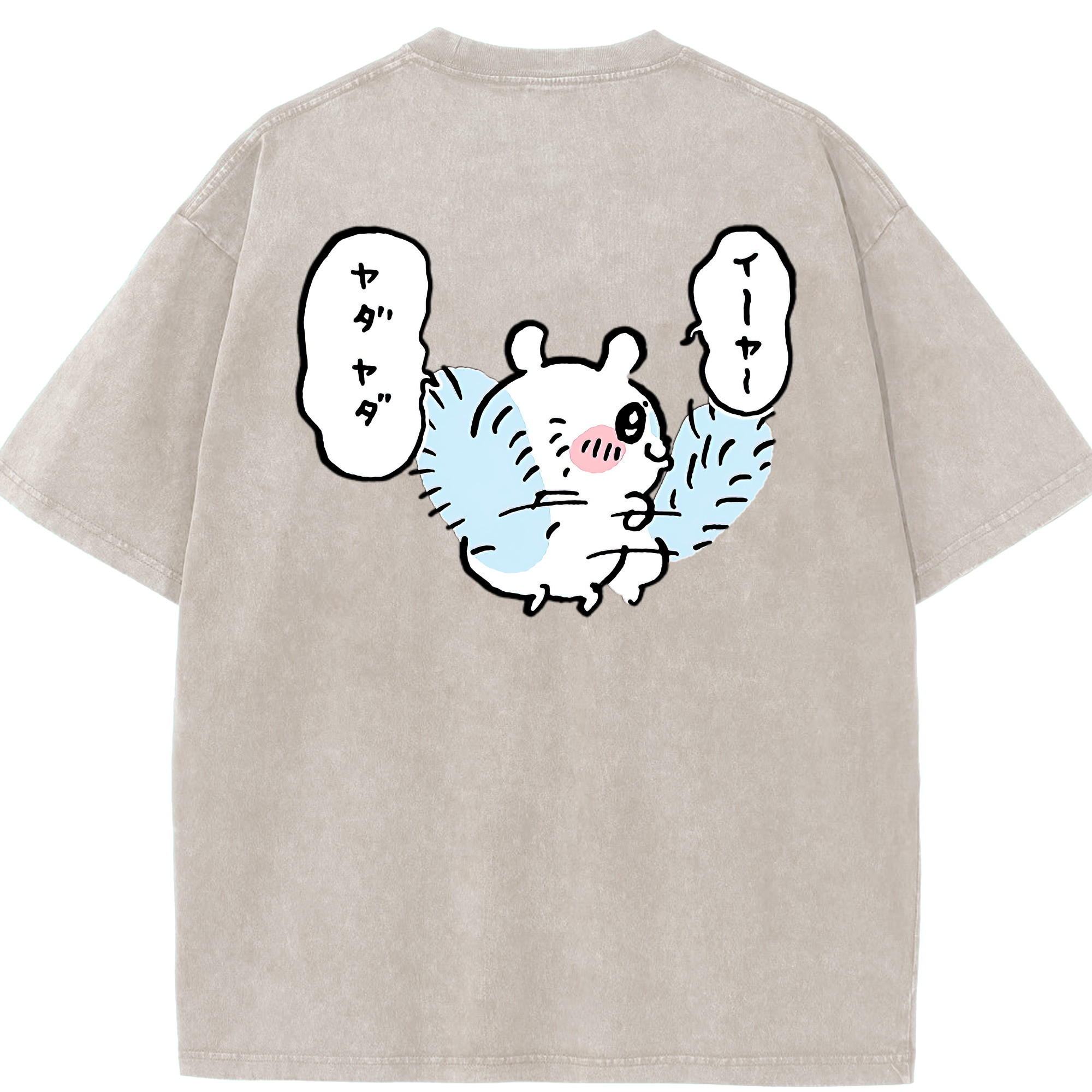 （画像用） ちいかわ モモンガ Chii-kawa Momonga 綿100% ヴィンテージ風 半袖Tシャツ（背面プリント）