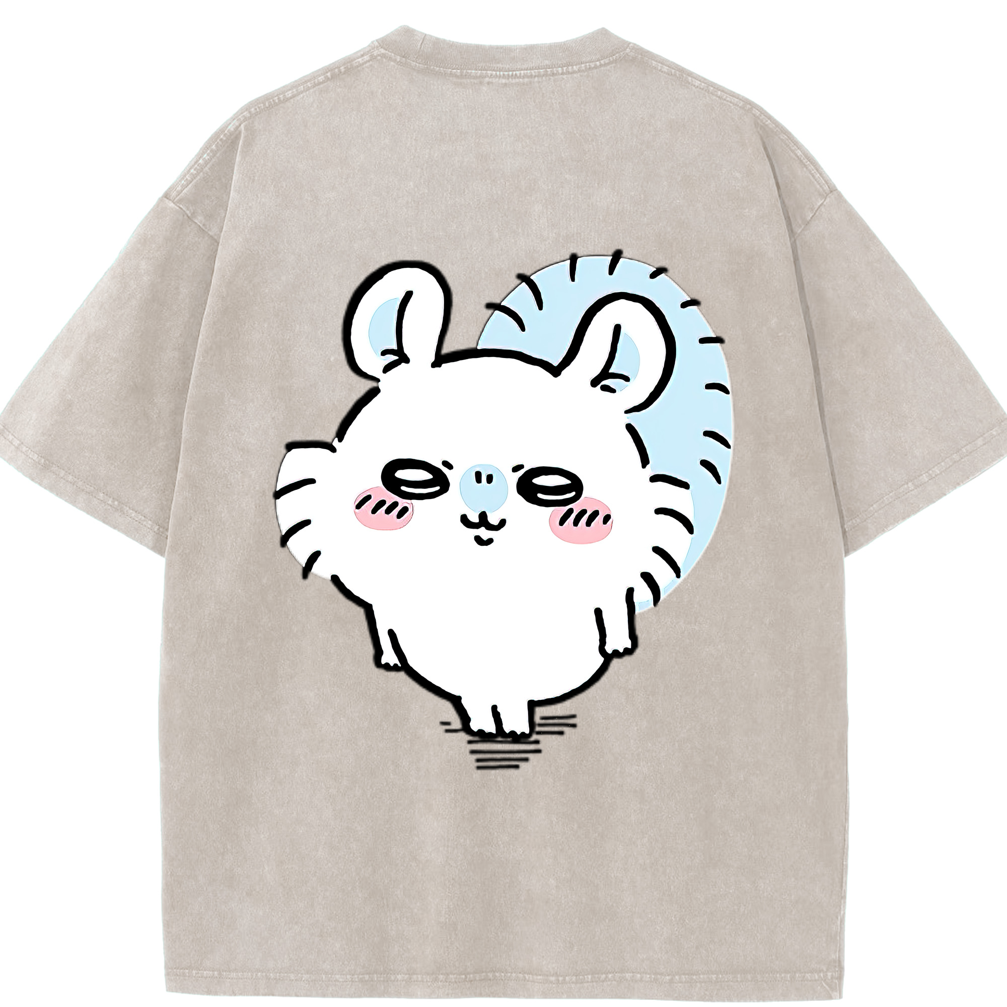 （画像用） ちいかわ モモンガ Chii-kawa Momonga 綿100% ヴィンテージ風 半袖Tシャツ（背面プリント）