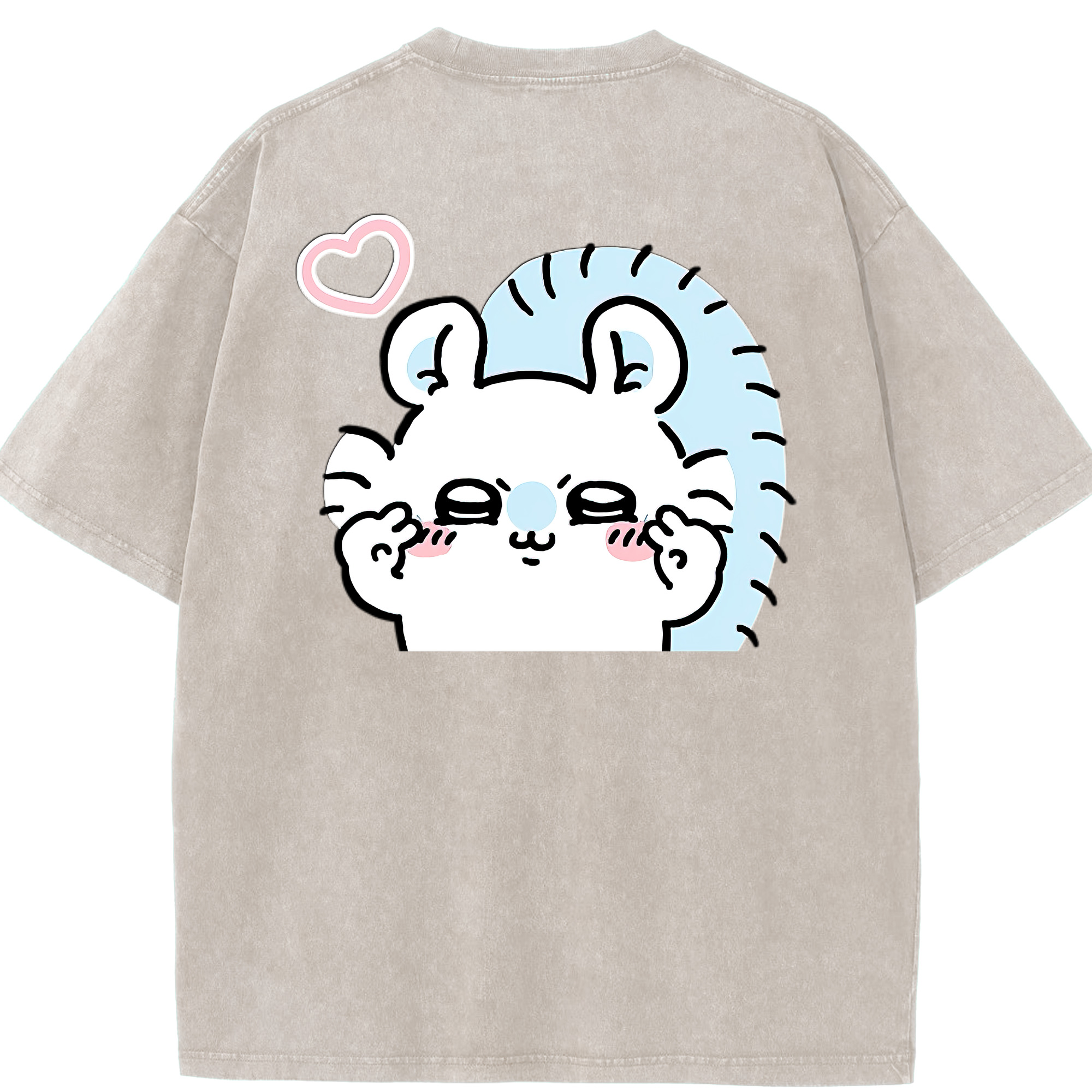 （画像用） ちいかわ モモンガ Chii-kawa Momonga 綿100% ヴィンテージ風 半袖Tシャツ（背面プリント）