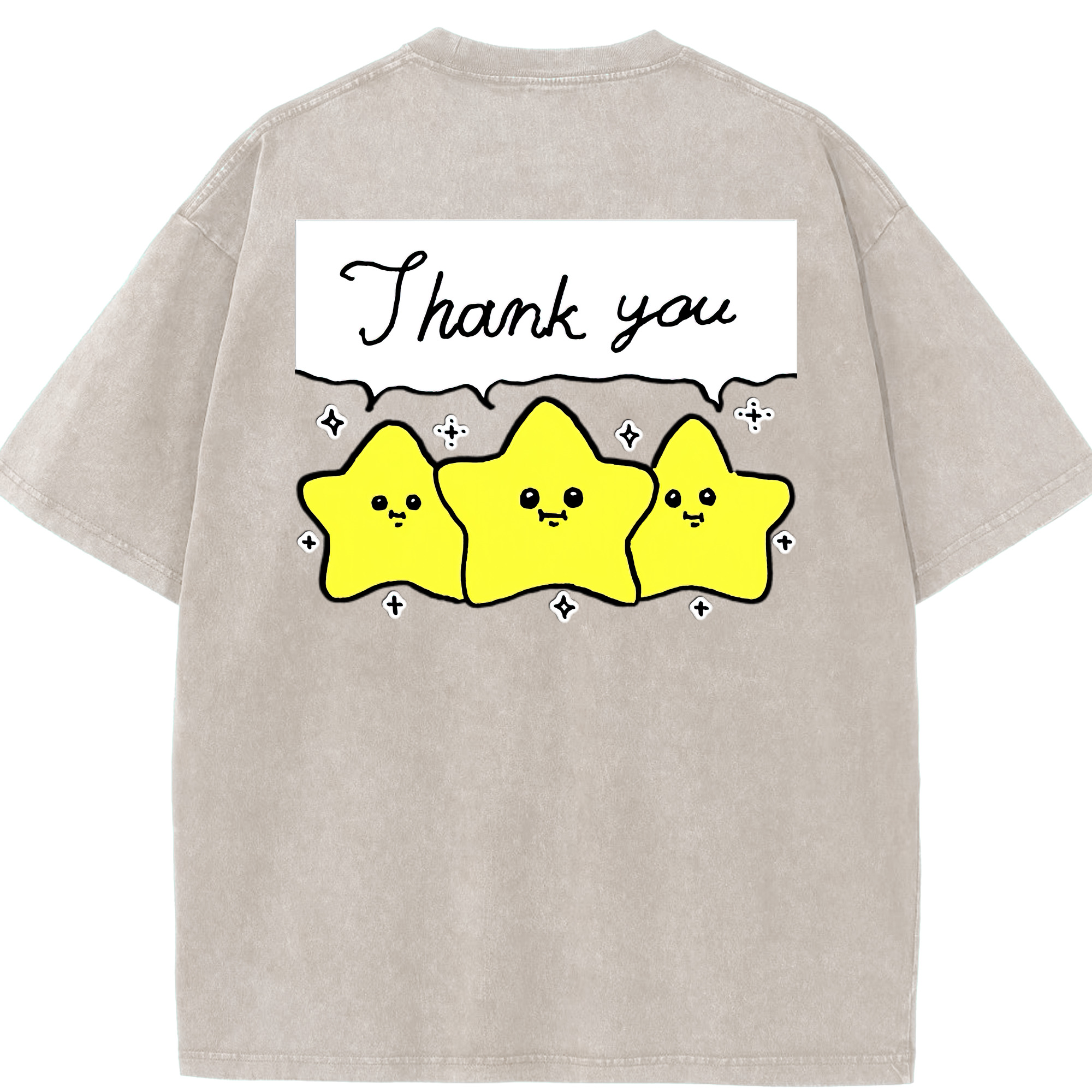 （画像用） ちいかわ 流れ星 Chii-kawa Shooting star 綿100% ヴィンテージ風 半袖Tシャツ（背面プリント）